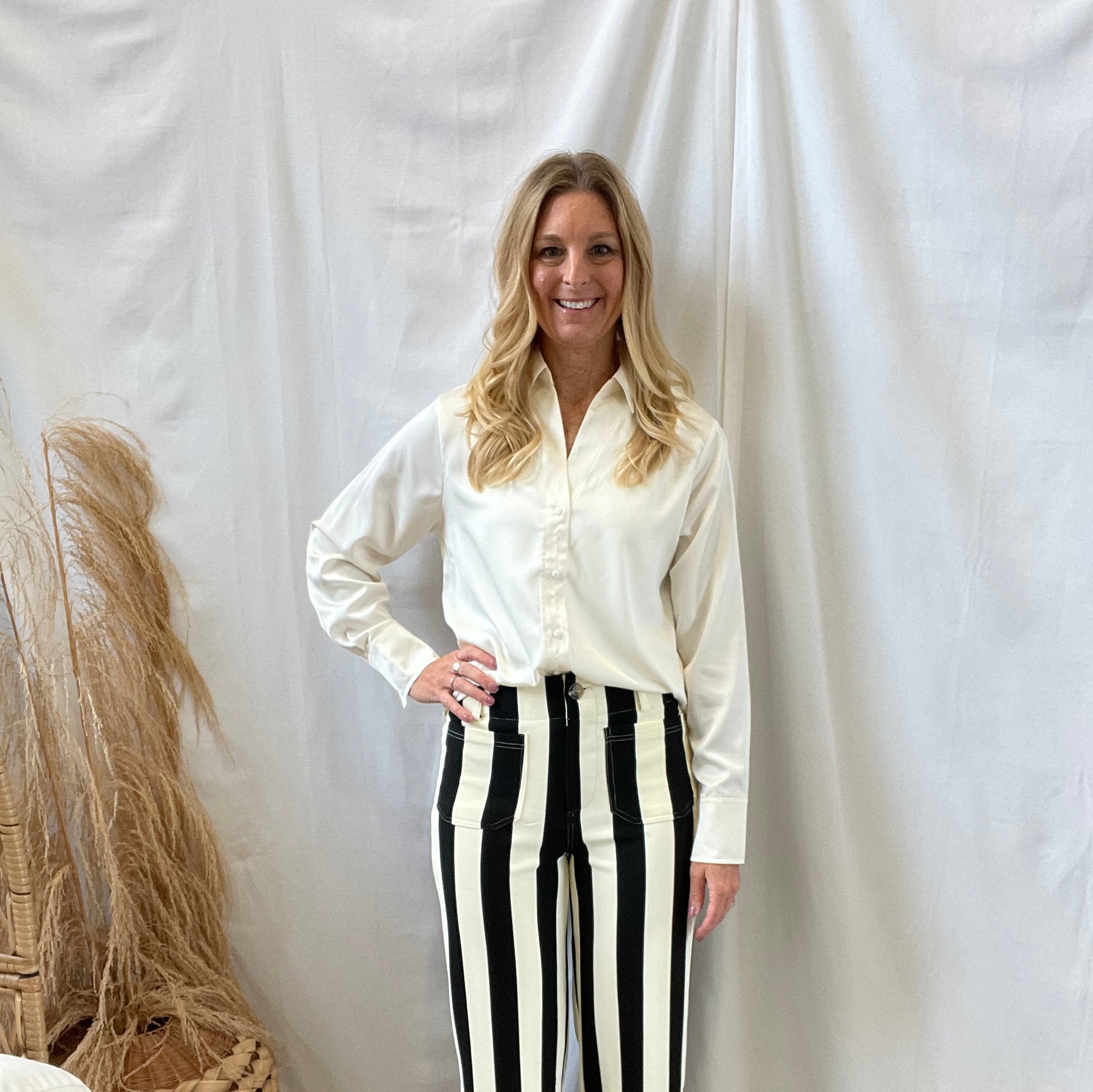 Glam Black and Cream Crop Pants-Pants-glam-The Silo Boutique, Women's Fashion Boutique Located in Warren and Grand Forks North Dakota