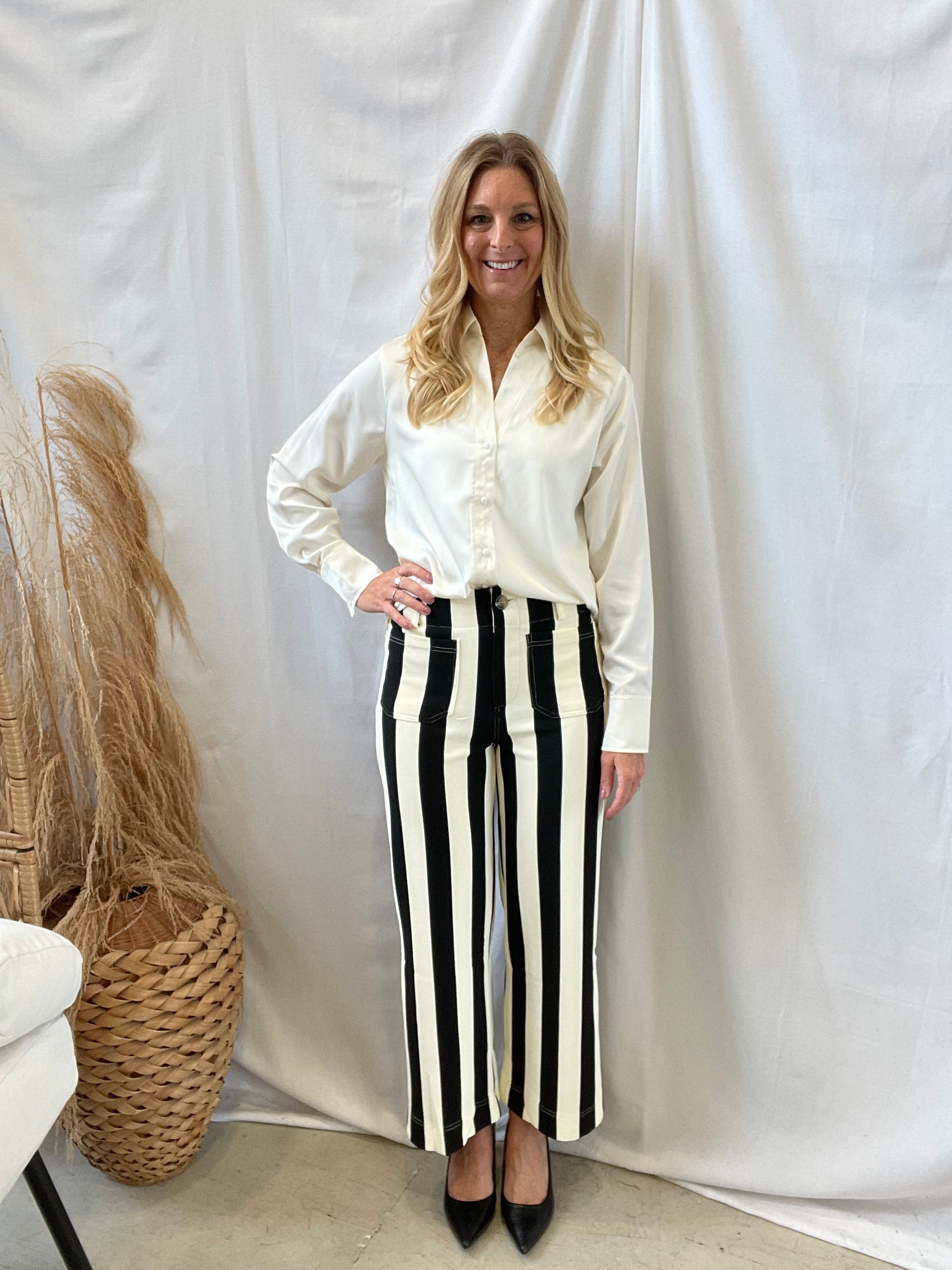 Glam Black and Cream Crop Pants-Pants-glam-The Silo Boutique, Women's Fashion Boutique Located in Warren and Grand Forks North Dakota