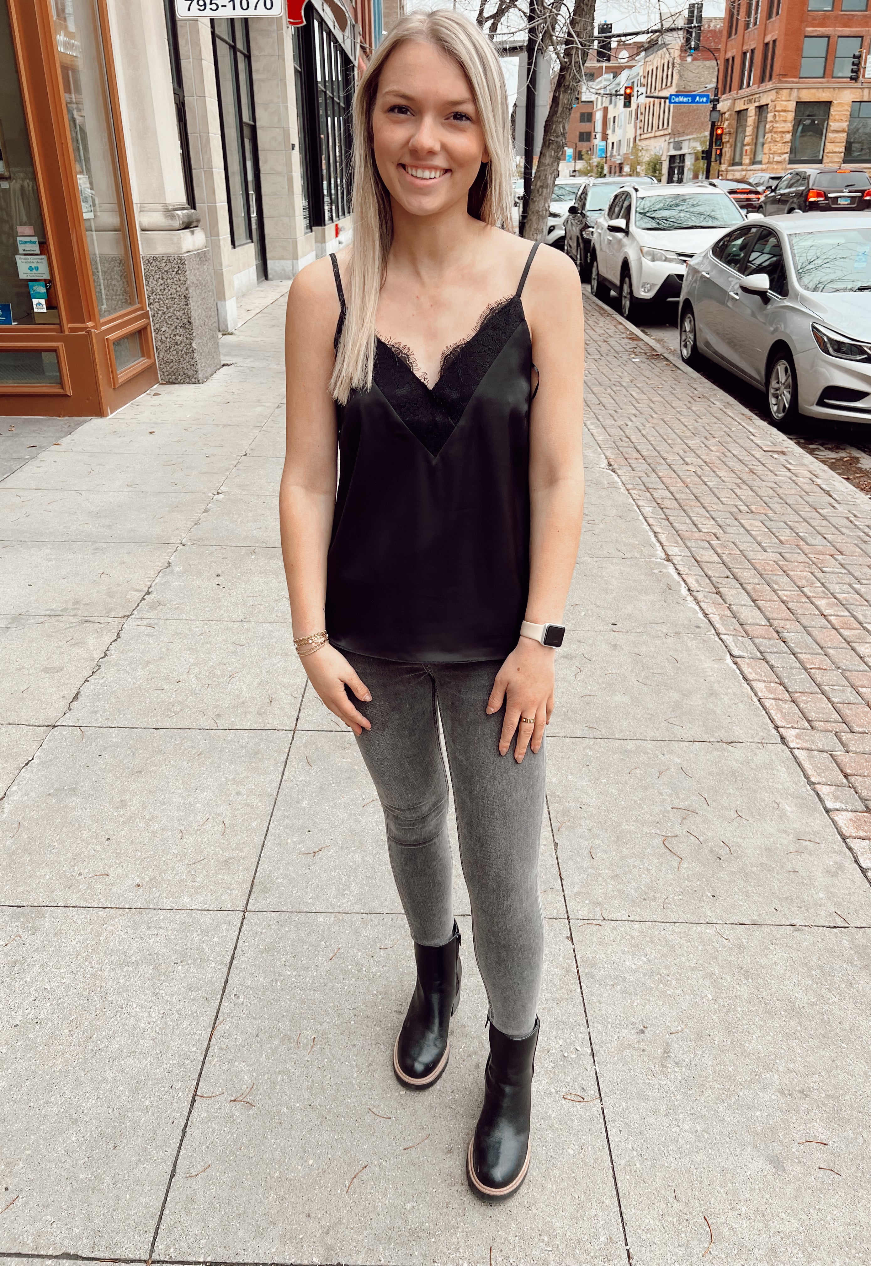 Black No Blues Lace Cami-Camis-skies are blue-The Silo Boutique, Women's Fashion Boutique Located in Warren and Grand Forks North Dakota