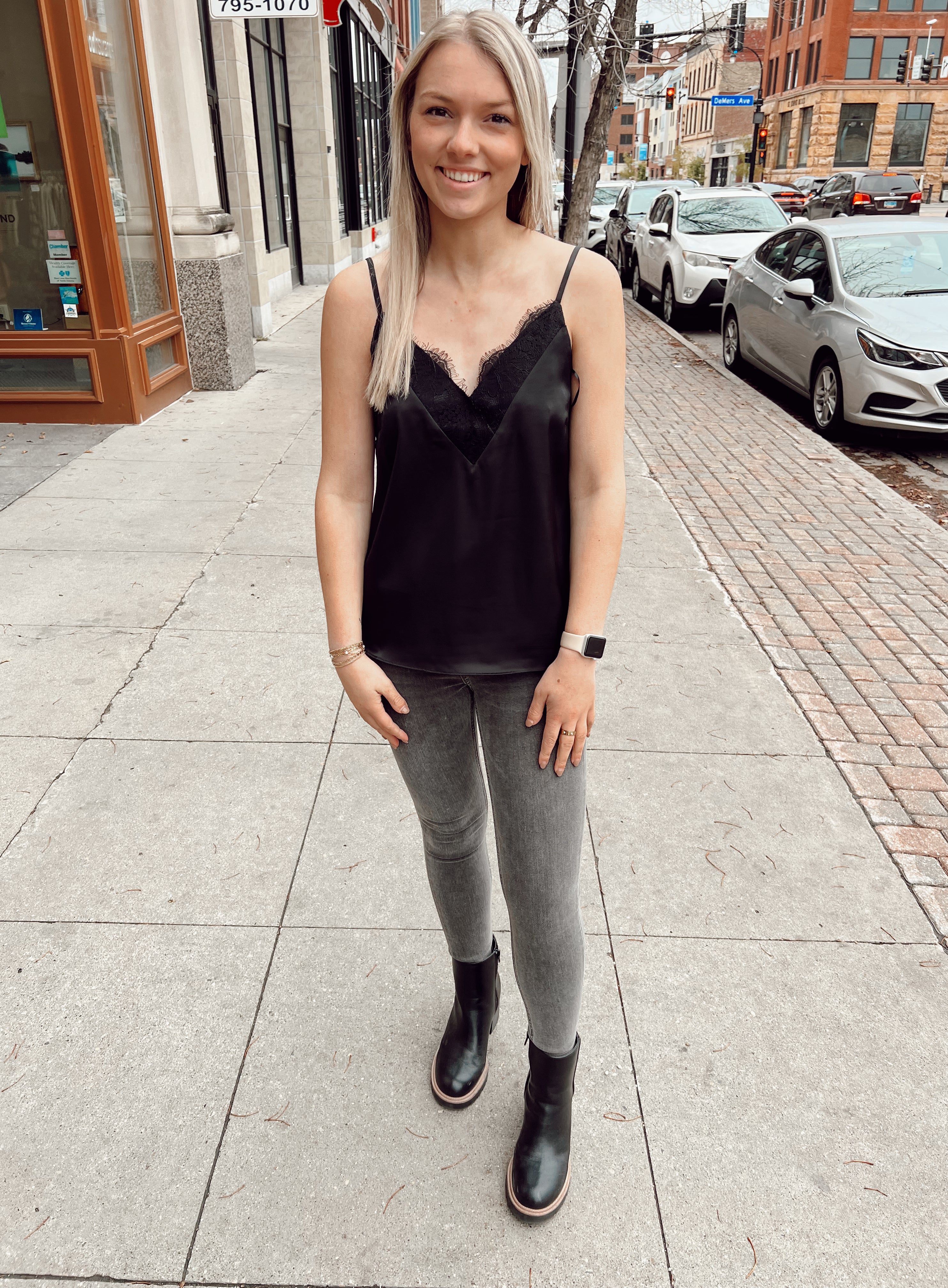 Black No Blues Lace Cami-Camis-skies are blue-The Silo Boutique, Women's Fashion Boutique Located in Warren and Grand Forks North Dakota