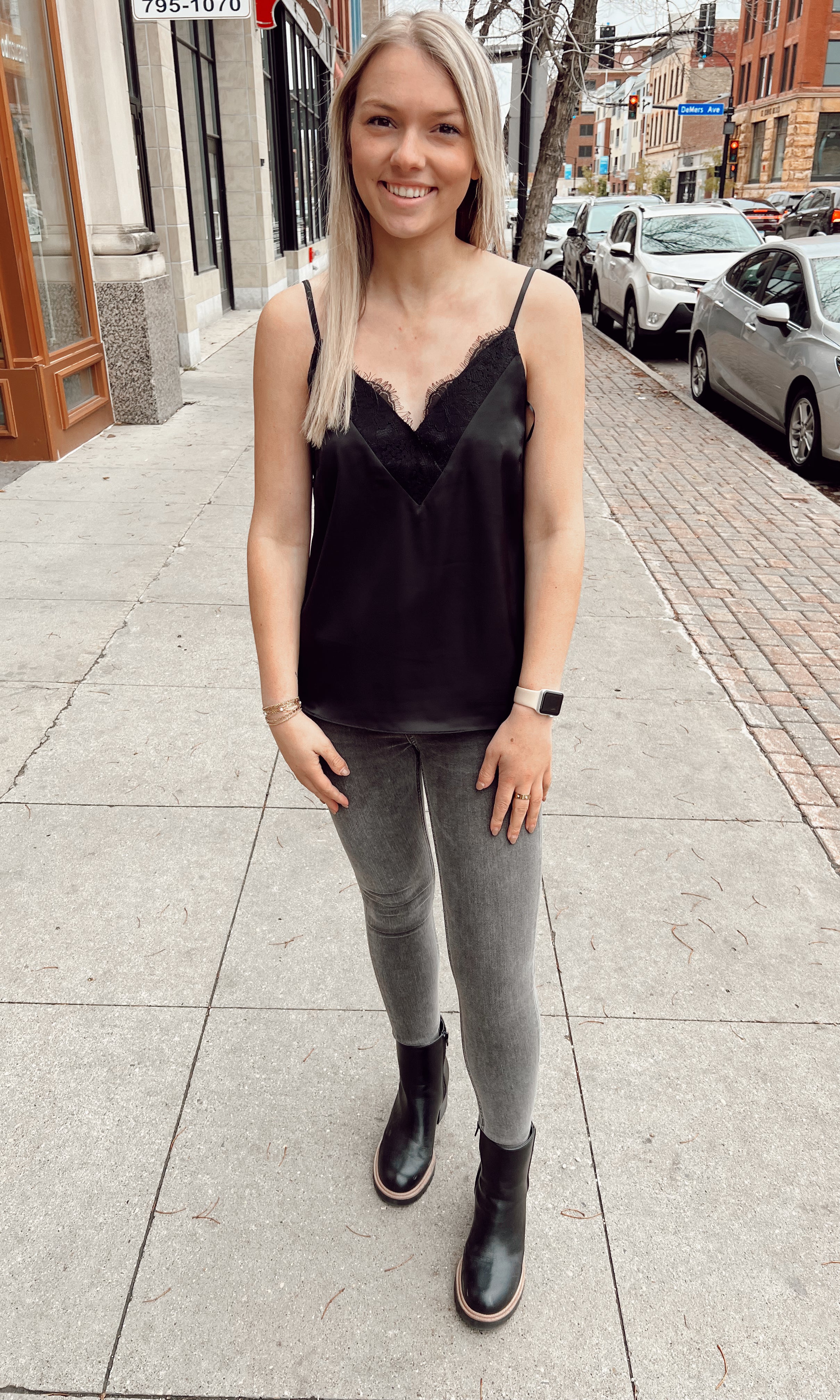 Black No Blues Lace Cami-Camis-skies are blue-The Silo Boutique, Women's Fashion Boutique Located in Warren and Grand Forks North Dakota