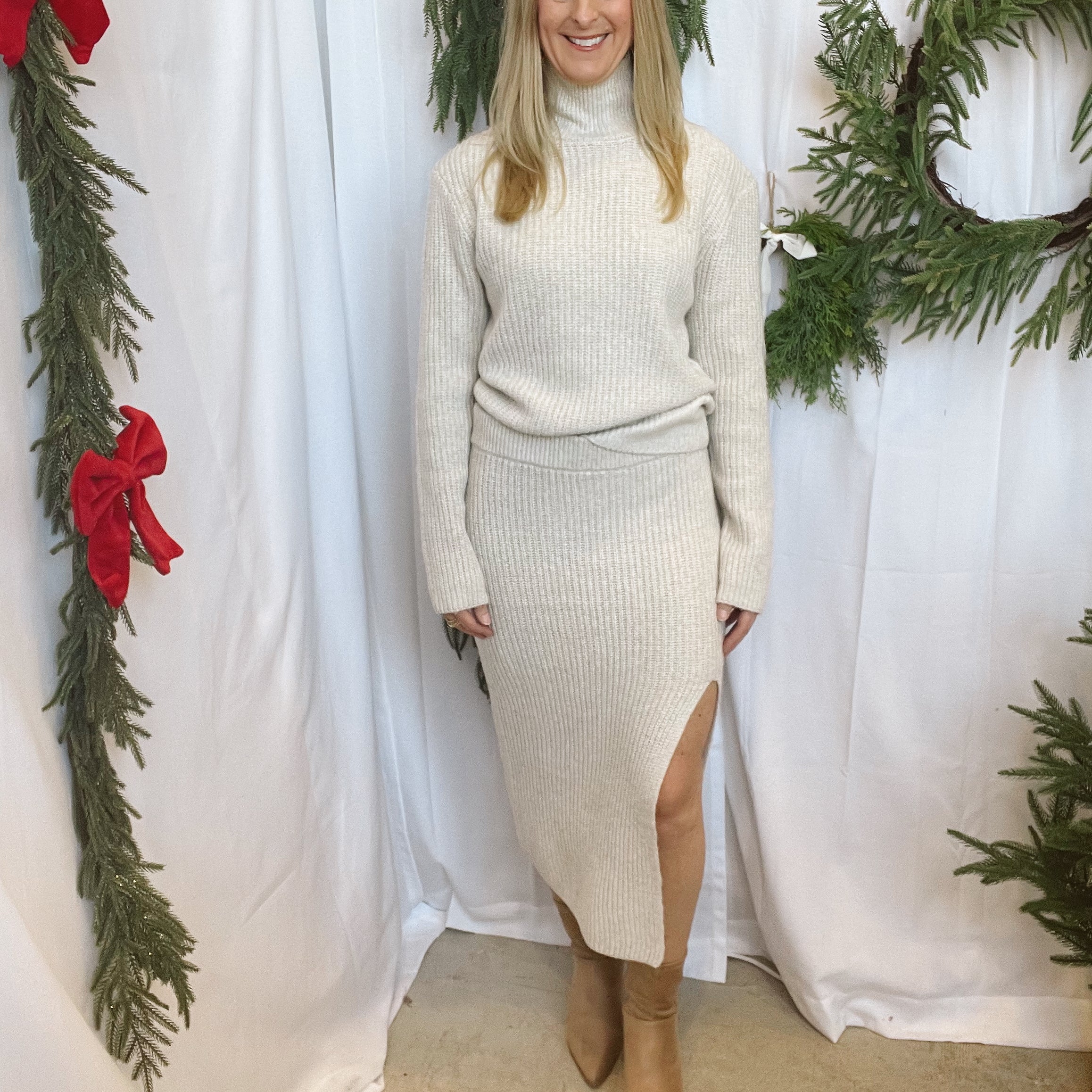 Riley Sweater Skirt-Oatmeal-Skirts-hyfve-The Silo Boutique, Women's Fashion Boutique Located in Warren and Grand Forks North Dakota