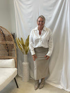 The Perfect Maxi Skirt-Taupe-Skirts-hem and thread-The Silo Boutique, Women's Fashion Boutique Located in Warren and Grand Forks North Dakota
