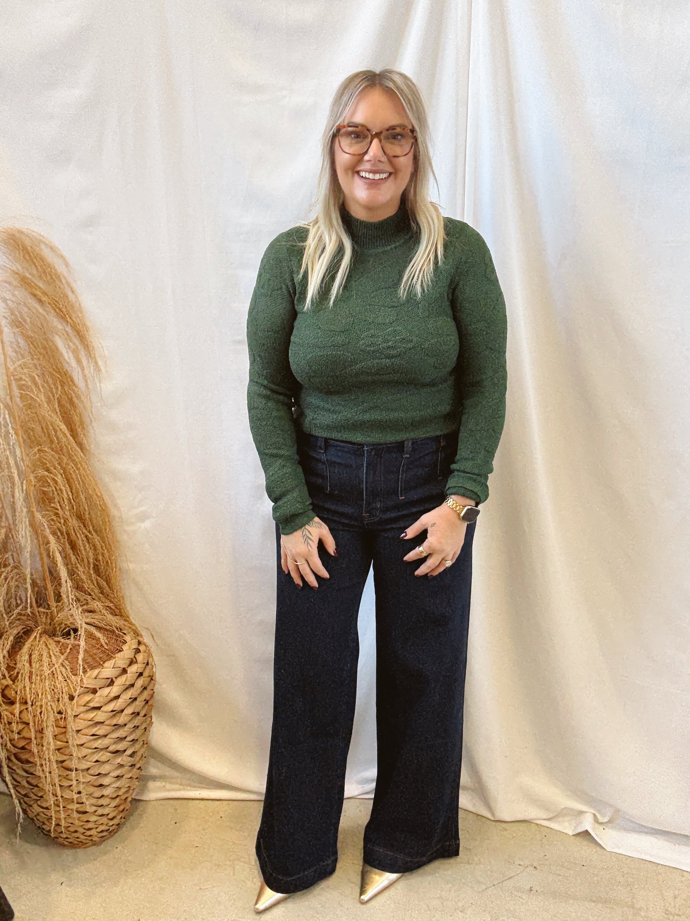 Hunter Green Lace Top-Long Sleeve Tops-anniewear-The Silo Boutique, Women's Fashion Boutique Located in Warren and Grand Forks North Dakota