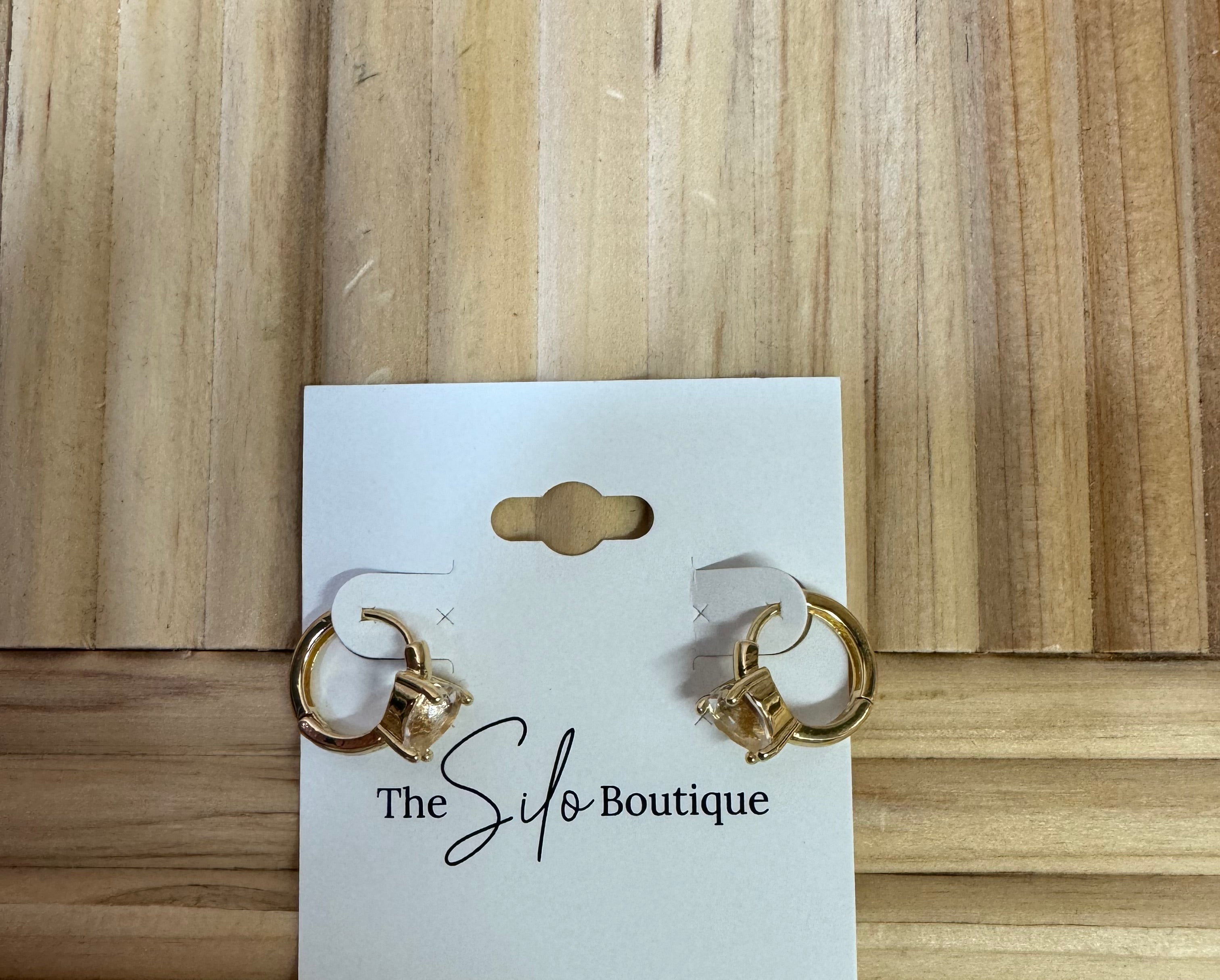 Mini Crystal Heart Huggie Earrings-earrings-Fame-The Silo Boutique, Women's Fashion Boutique Located in Warren and Grand Forks North Dakota