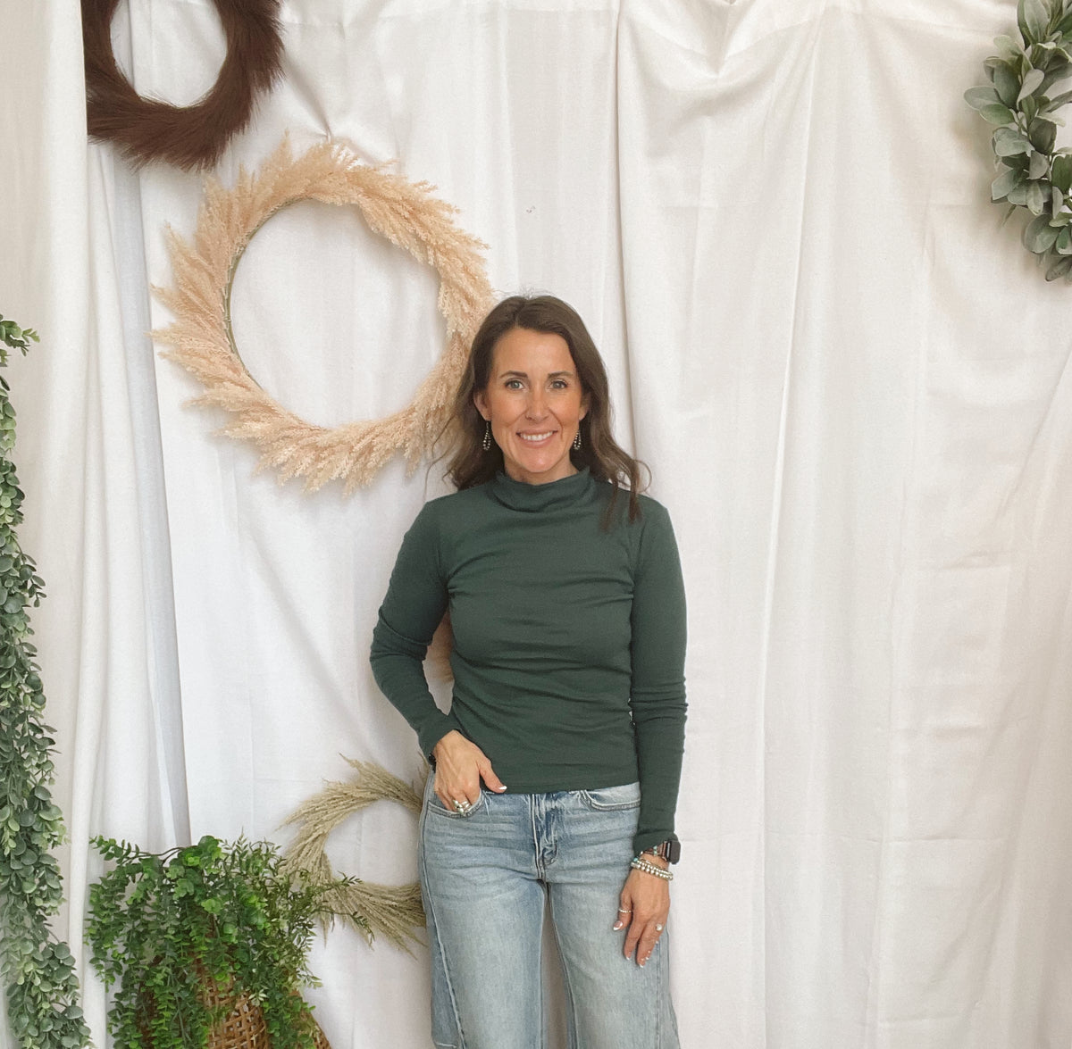 Amy Mock Neck Top-Green-Long Sleeve Tops-hyfve-The Silo Boutique, Women's Fashion Boutique Located in Warren and Grand Forks North Dakota