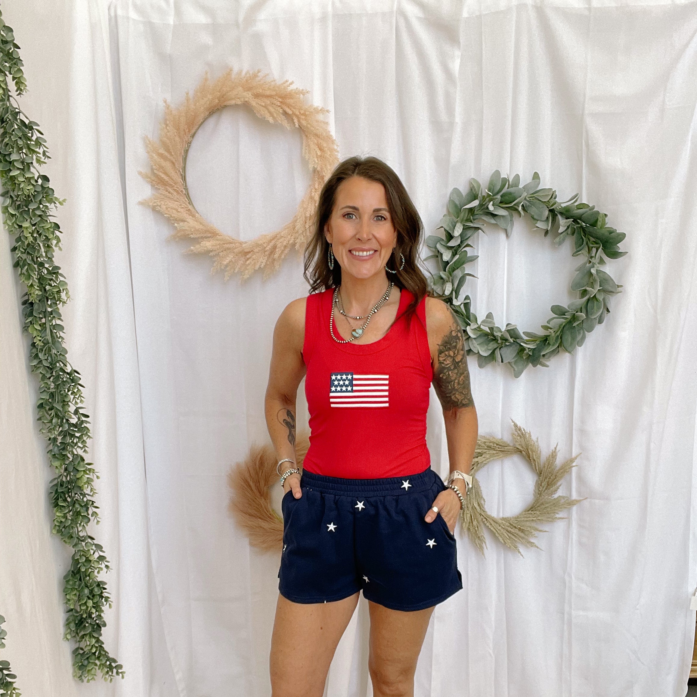 Navy Stars Shorts-Shorts-lelis-The Silo Boutique, Women's Fashion Boutique Located in Warren and Grand Forks North Dakota