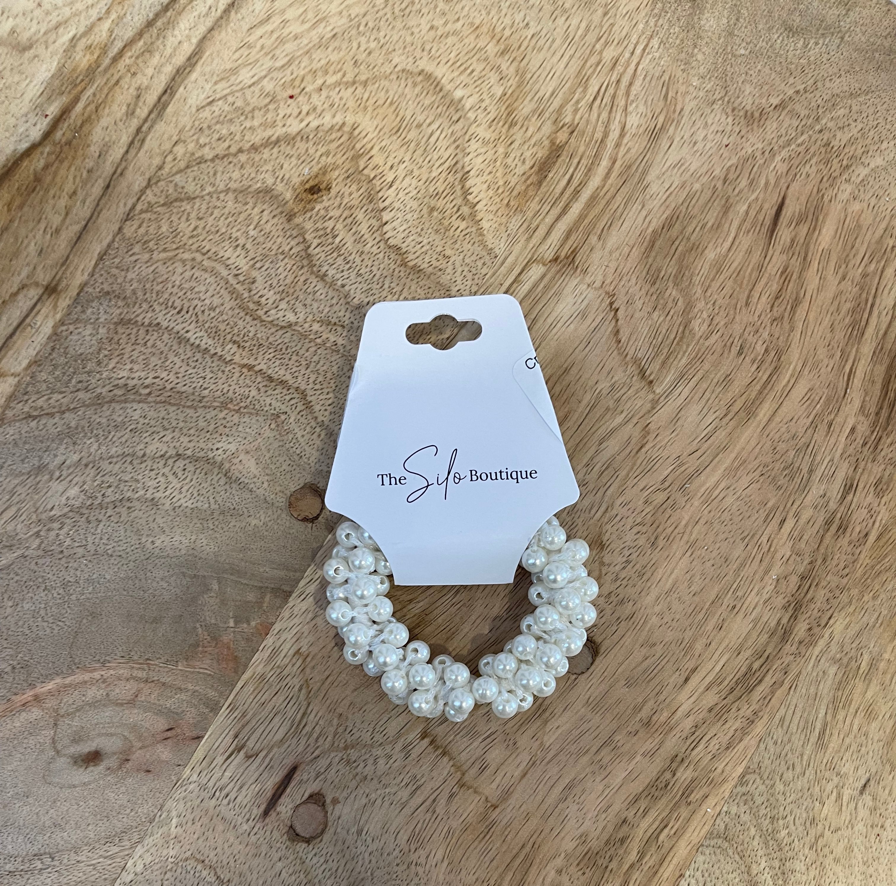 Cream Pearl Cluster Pony Holder-Hair Accessories-city-The Silo Boutique, Women's Fashion Boutique Located in Warren and Grand Forks North Dakota