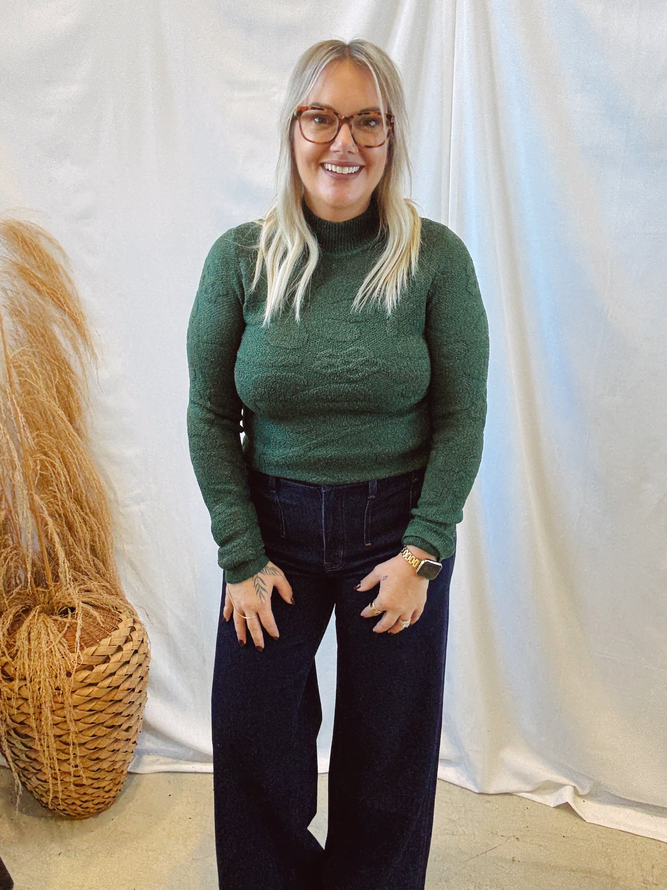 Hunter Green Lace Top-Long Sleeve Tops-anniewear-The Silo Boutique, Women's Fashion Boutique Located in Warren and Grand Forks North Dakota