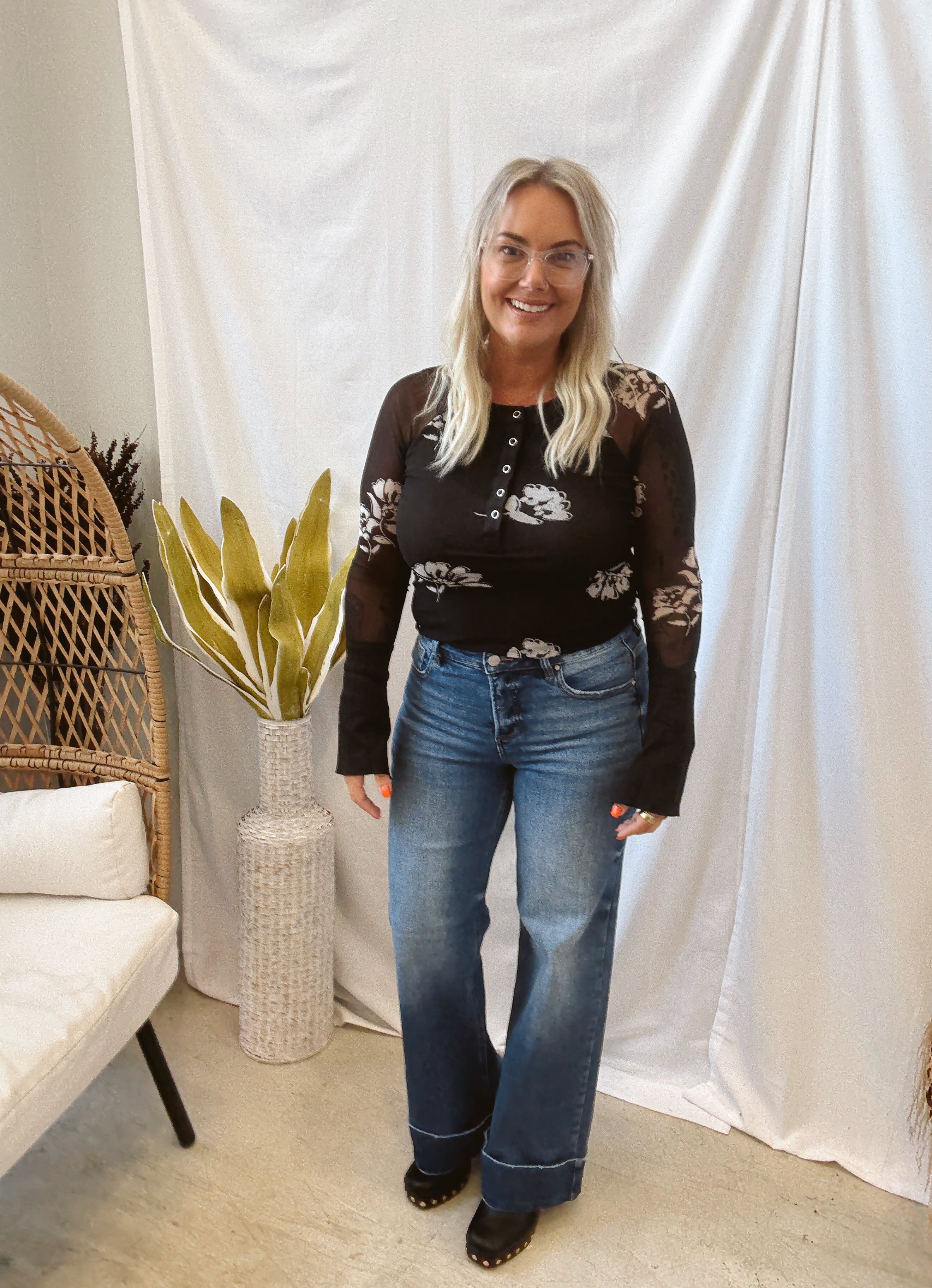 Risen Wide Leg Cuff Jeans-Final Sale-Jeans-risen-The Silo Boutique, Women's Fashion Boutique Located in Warren and Grand Forks North Dakota