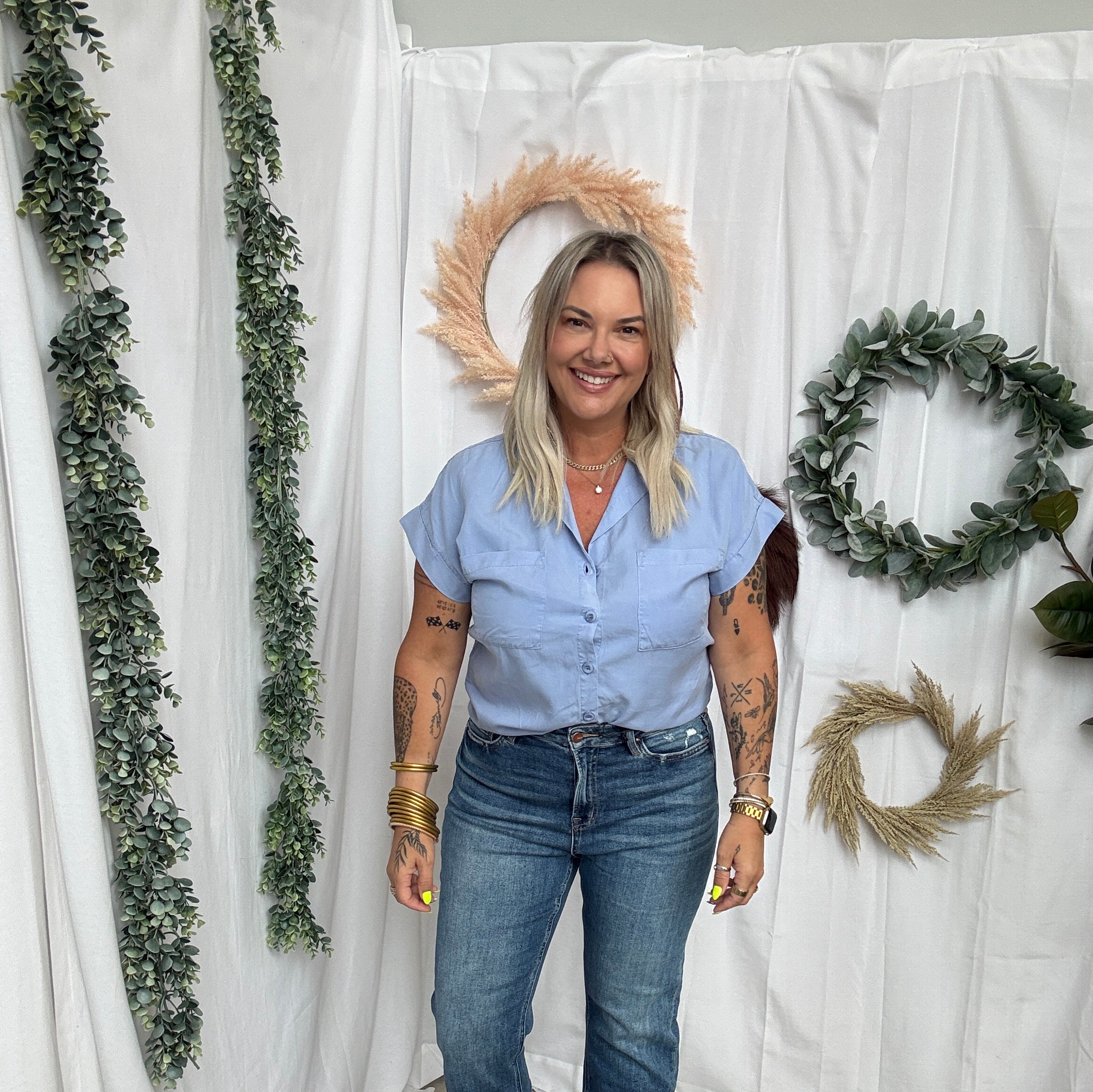 Mica Medium Blue Straight Leg Jeans-Jeans-mica-The Silo Boutique, Women's Fashion Boutique Located in Warren and Grand Forks North Dakota