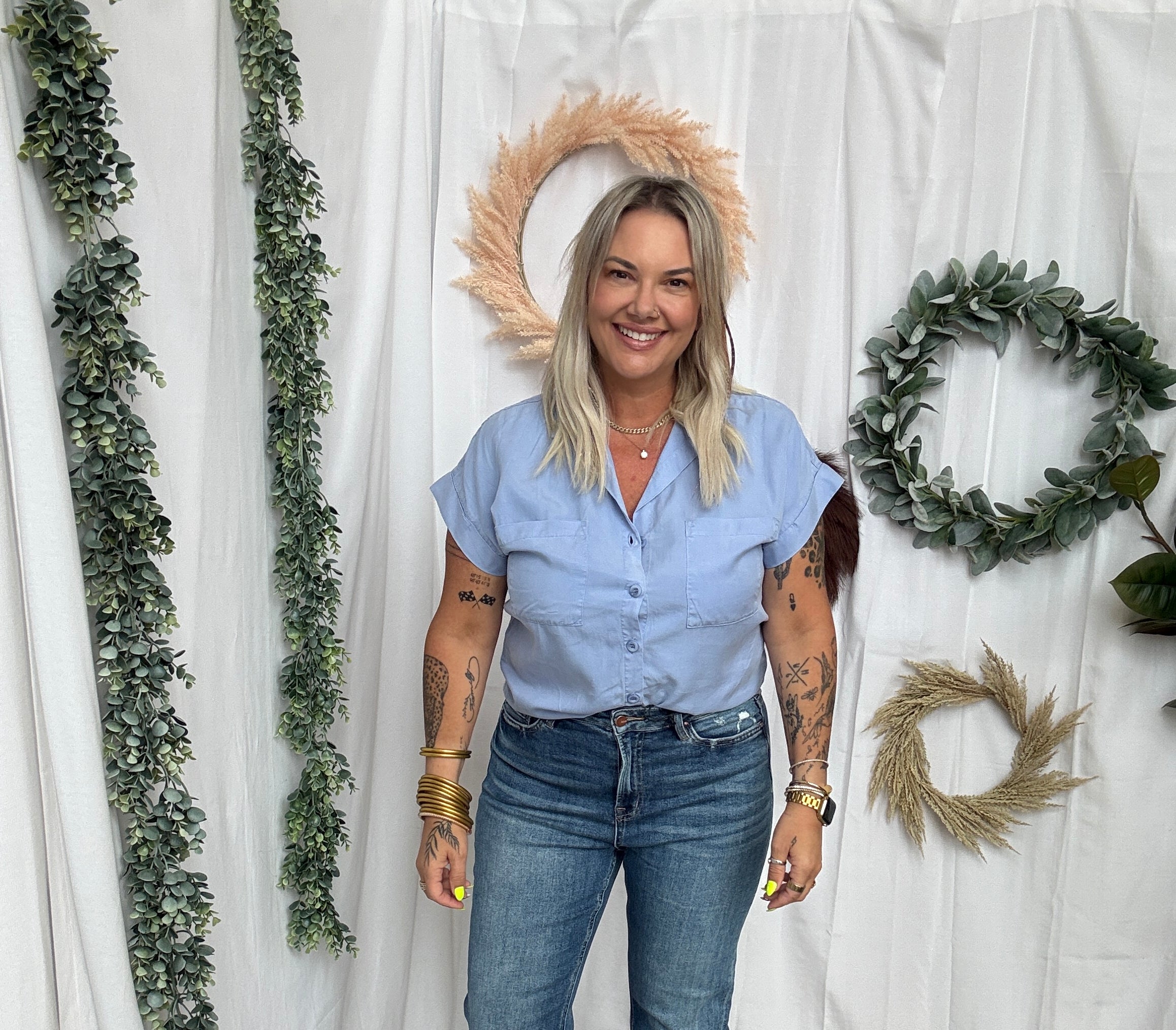 Mica Medium Blue Straight Leg Jeans-Jeans-mica-The Silo Boutique, Women's Fashion Boutique Located in Warren and Grand Forks North Dakota