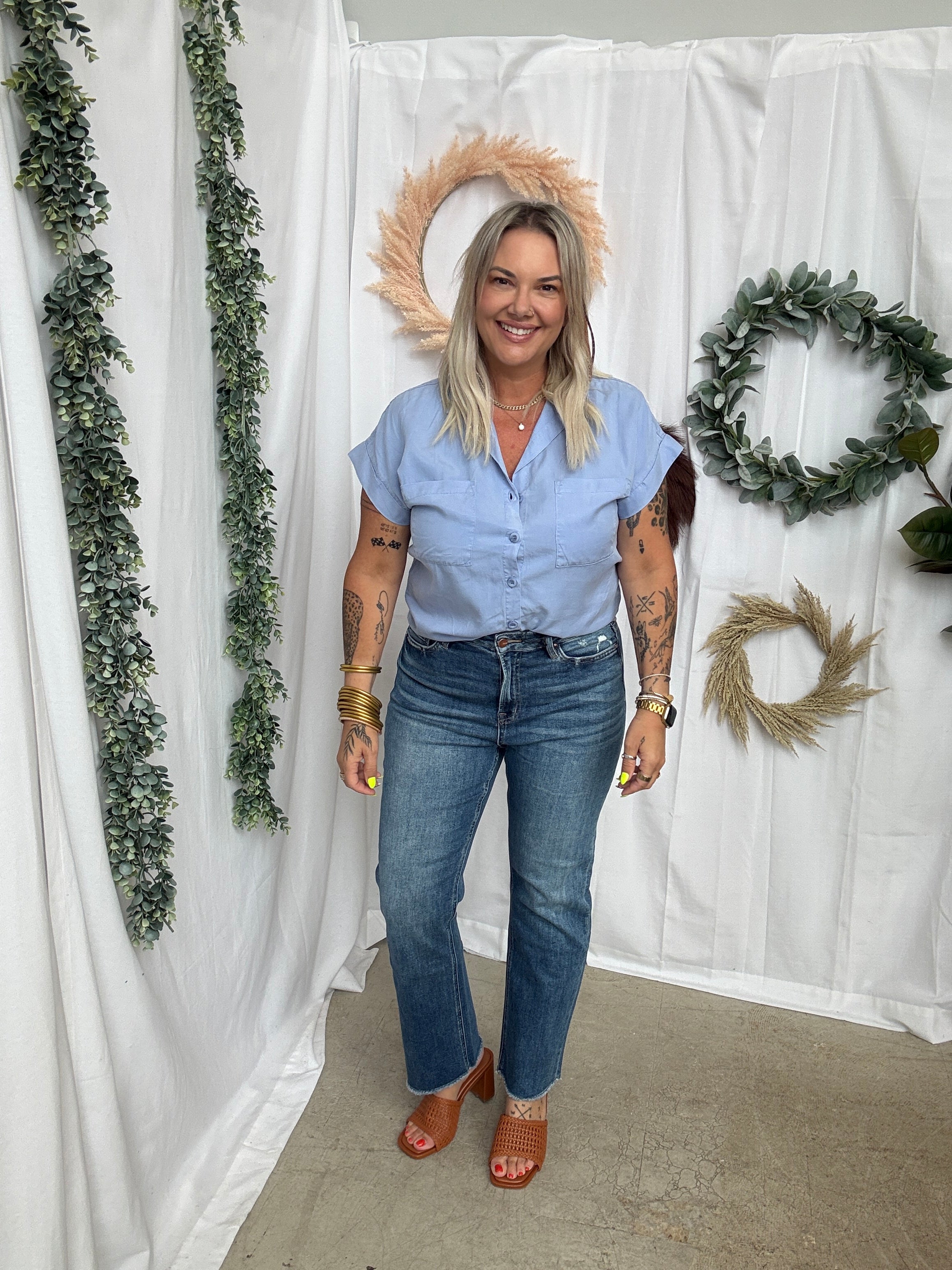 Mica Medium Blue Straight Leg Jeans-Jeans-mica-The Silo Boutique, Women's Fashion Boutique Located in Warren and Grand Forks North Dakota