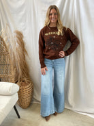 Brown Floral Weekend Sweater-Sweaters-mystree-The Silo Boutique, Women's Fashion Boutique Located in Warren and Grand Forks North Dakota