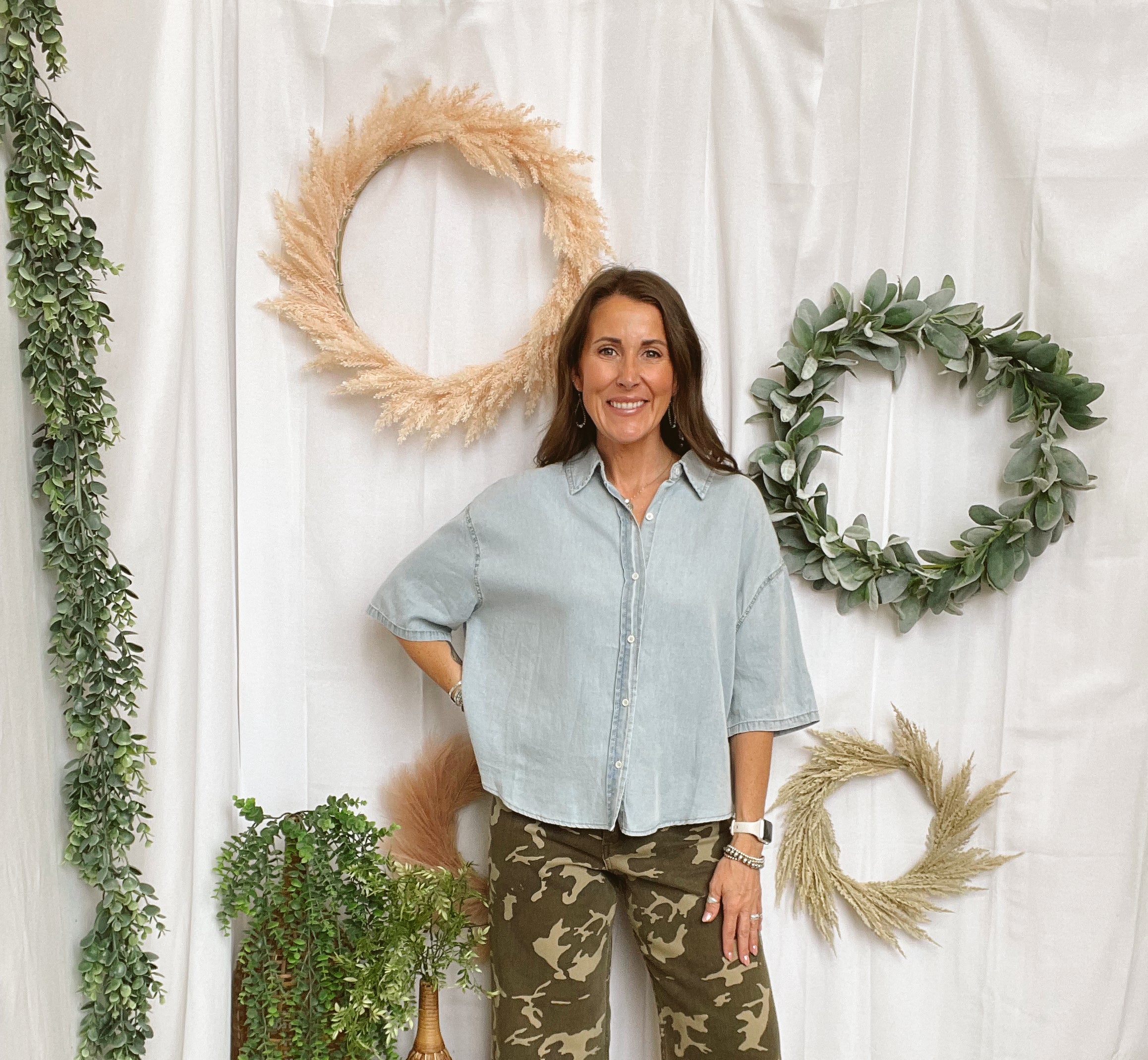 Must Have Denim Button Up Top-Short Sleeve Tops-eesome-The Silo Boutique, Women's Fashion Boutique Located in Warren and Grand Forks North Dakota