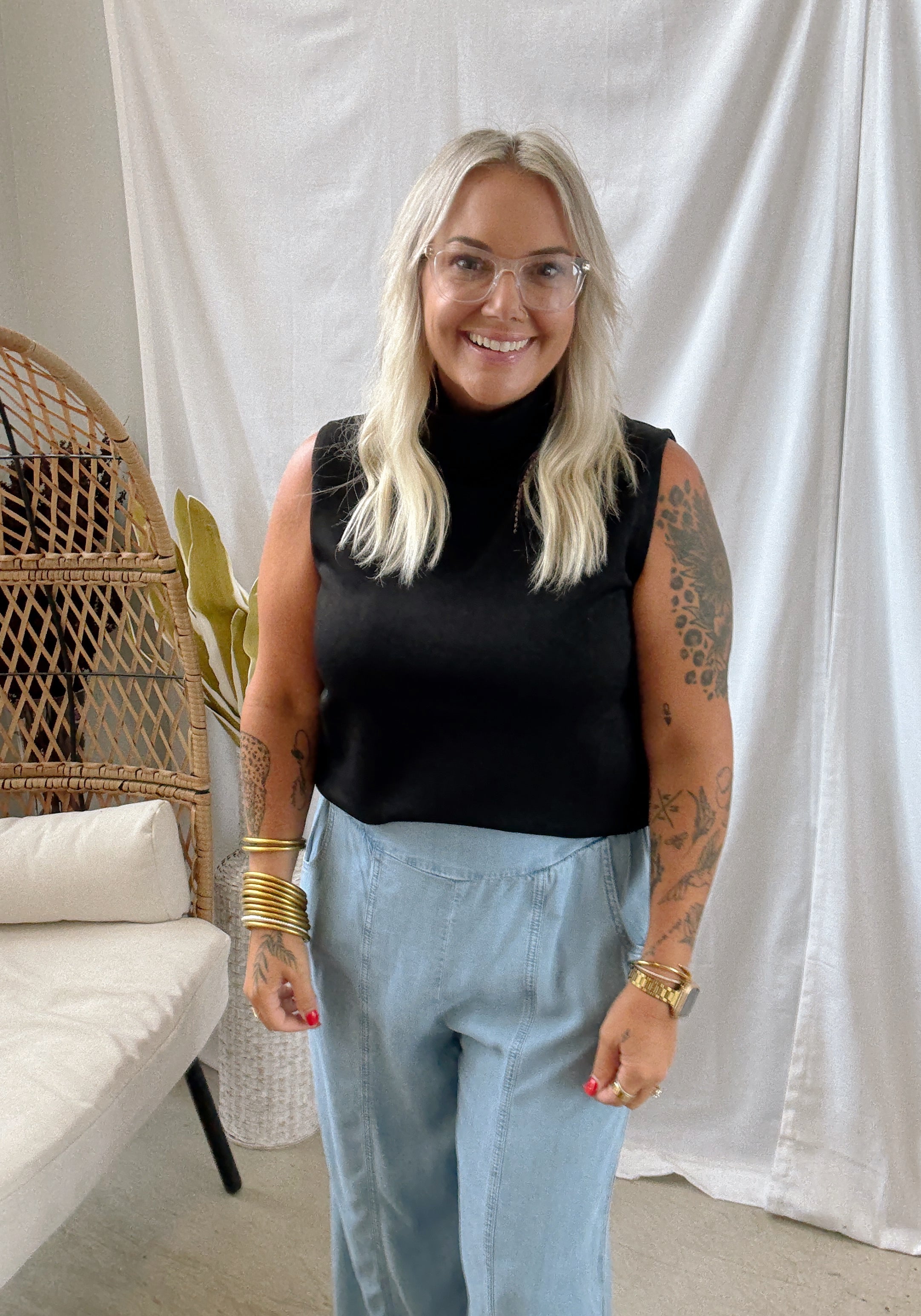 P Cill Cowl Tank Top-Black-Tank Tops-p cill-The Silo Boutique, Women's Fashion Boutique Located in Warren and Grand Forks North Dakota