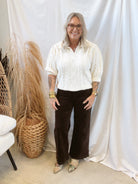 Cable Collared V Neck Sweater-Ivory-Sweaters-oddi-The Silo Boutique, Women's Fashion Boutique Located in Warren and Grand Forks North Dakota