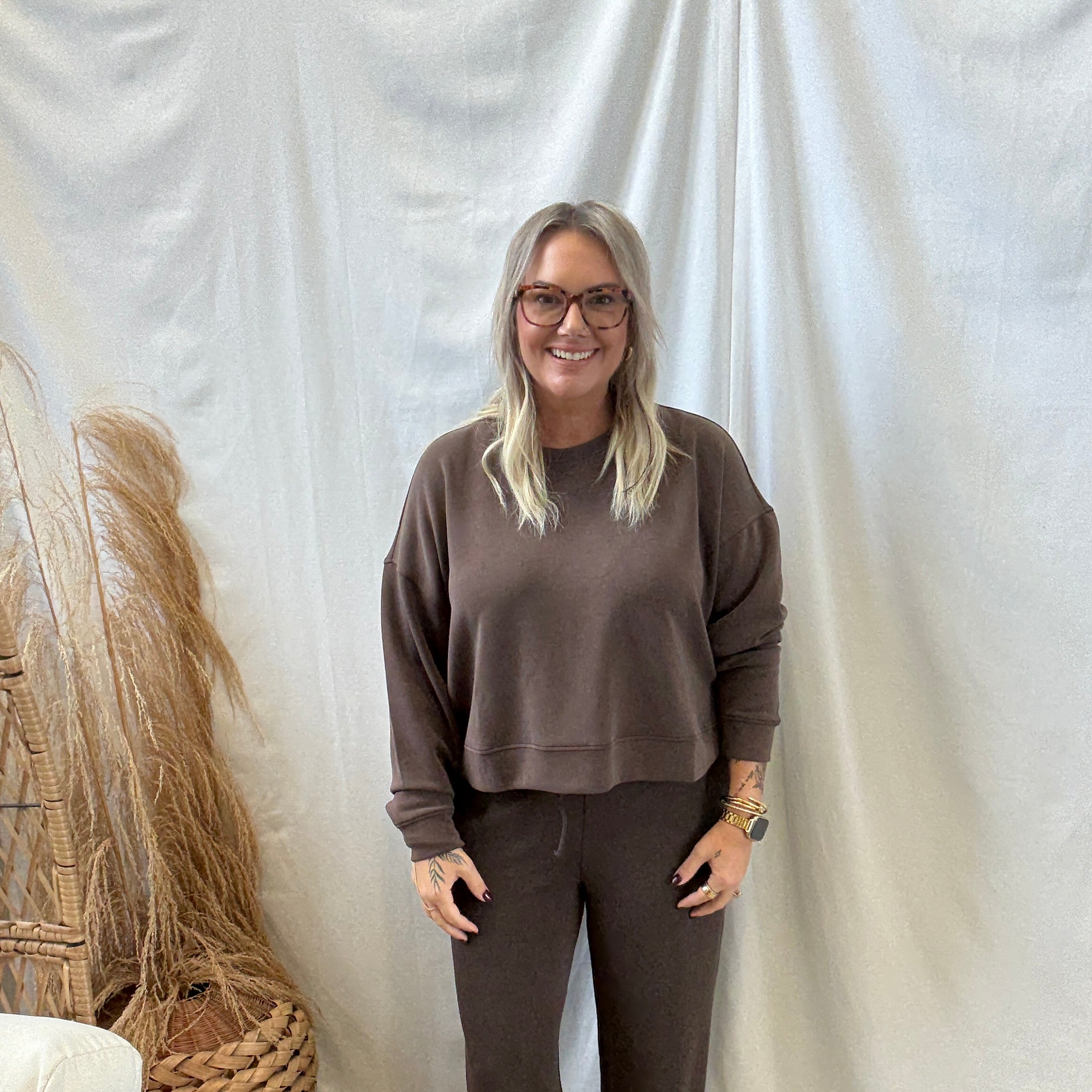 Mono B Laguna Sweatshirt-Espresso-Sweatshirts-mono b-The Silo Boutique, Women's Fashion Boutique Located in Warren and Grand Forks North Dakota