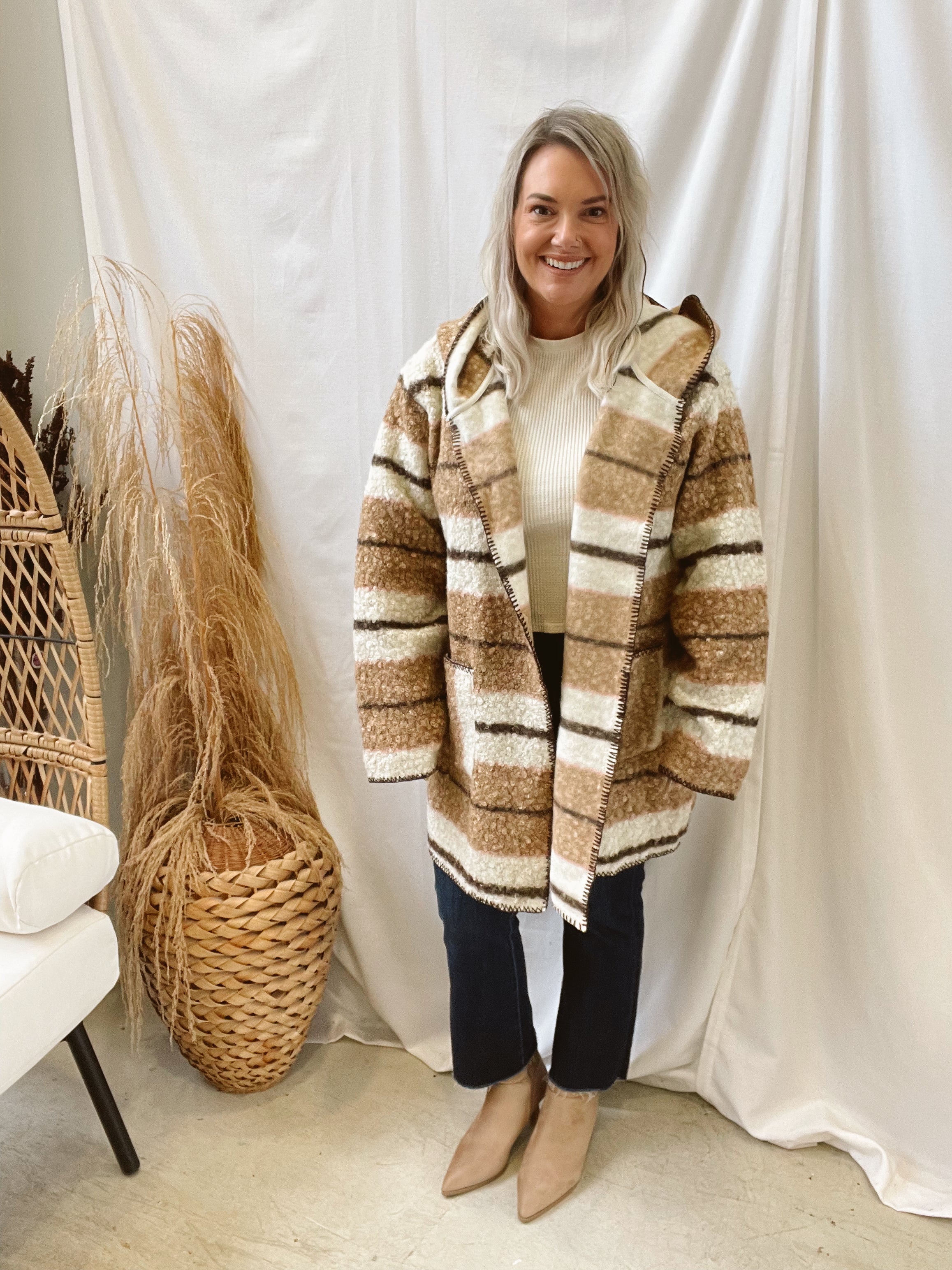 Mocha Teddy Fur Cardigan Jacket-Coats & Jackets-easel-The Silo Boutique, Women's Fashion Boutique Located in Warren and Grand Forks North Dakota