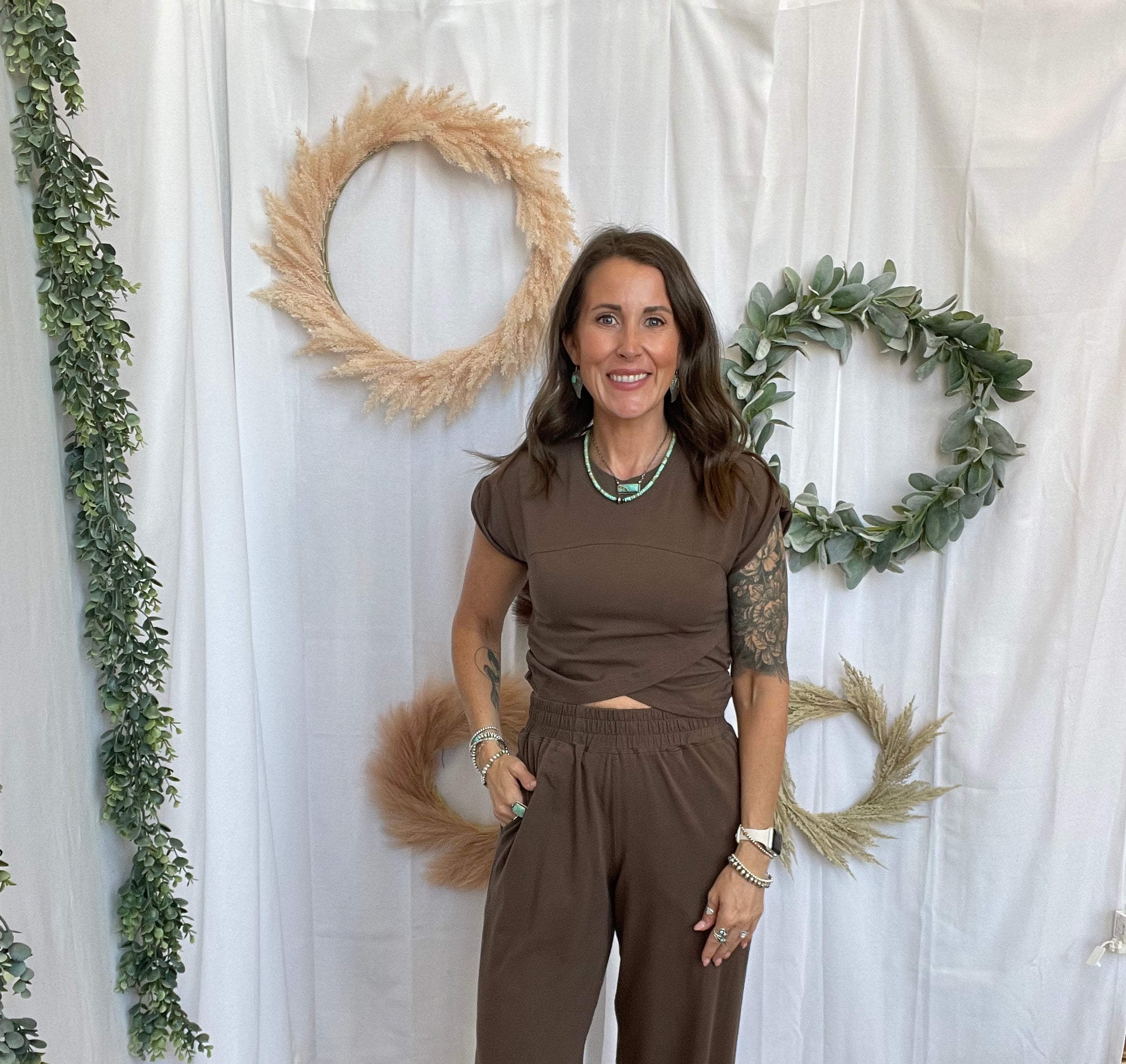 Rae Crossover Set-Brown-Outfit Sets-rae mode-The Silo Boutique, Women's Fashion Boutique Located in Warren and Grand Forks North Dakota