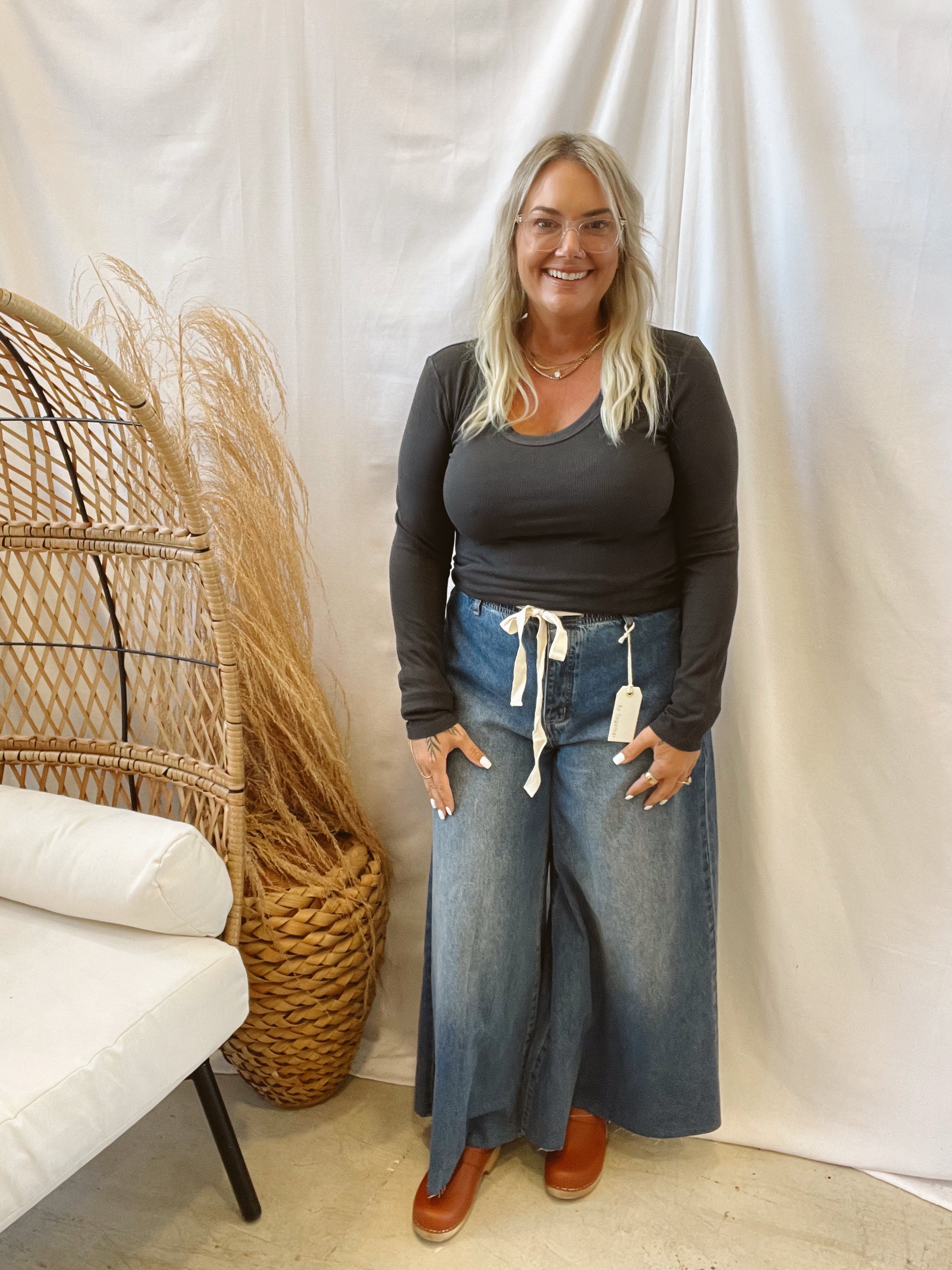 Be Cool Scoop Neck Ribbed Long Sleeve Top-Long Sleeve Tops-be cool-The Silo Boutique, Women's Fashion Boutique Located in Warren and Grand Forks North Dakota