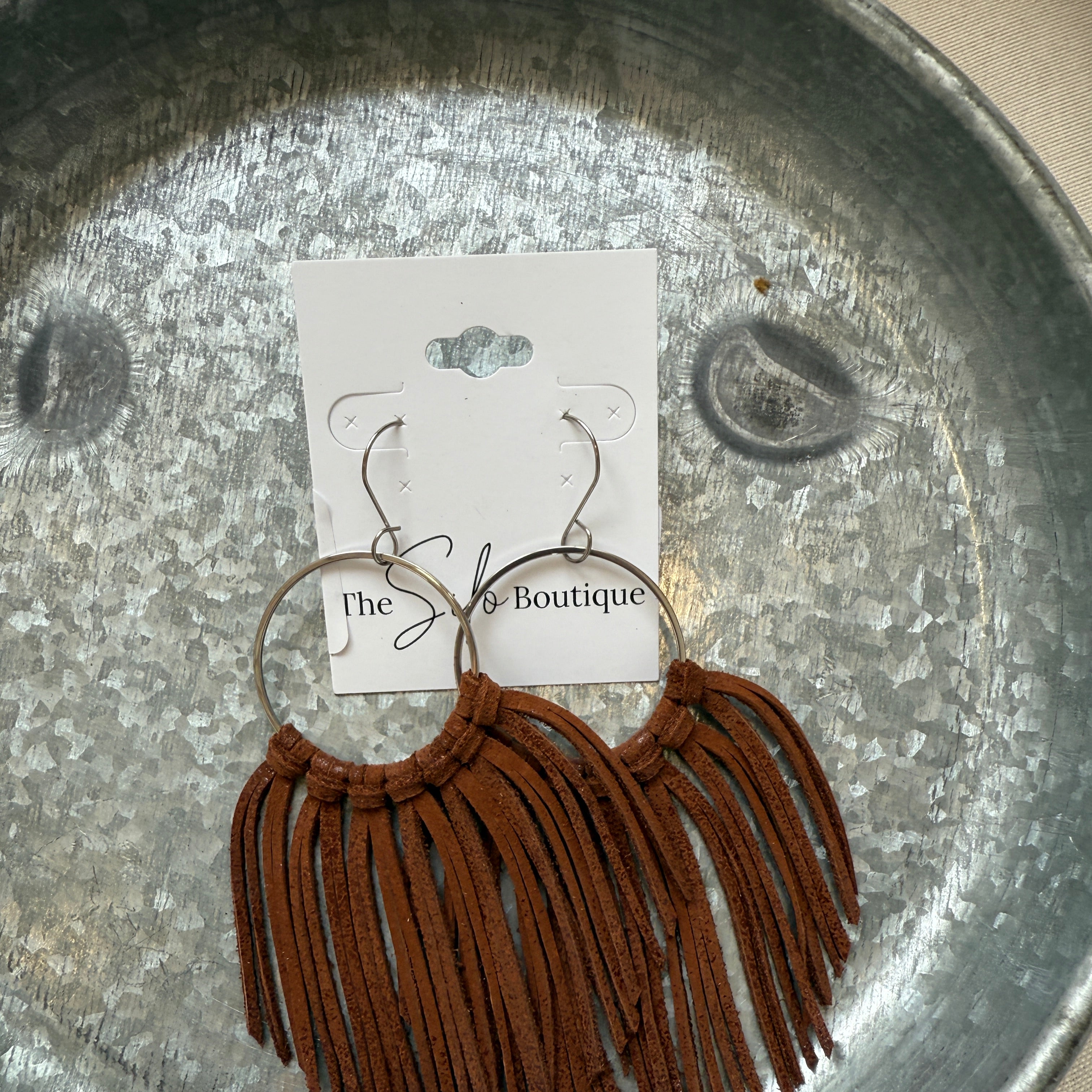 Cascade Fringe Hoops Earrings-Brown-Earrings-fringe with faith-The Silo Boutique, Women's Fashion Boutique Located in Warren and Grand Forks North Dakota