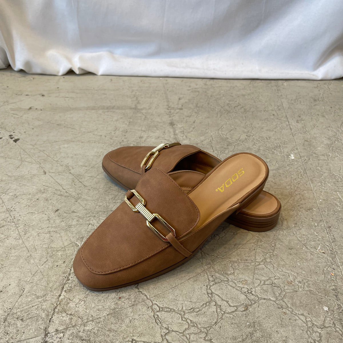 Soda Eleanor Mule-Tan-Sandals-soda-The Silo Boutique, Women's Fashion Boutique Located in Warren and Grand Forks North Dakota