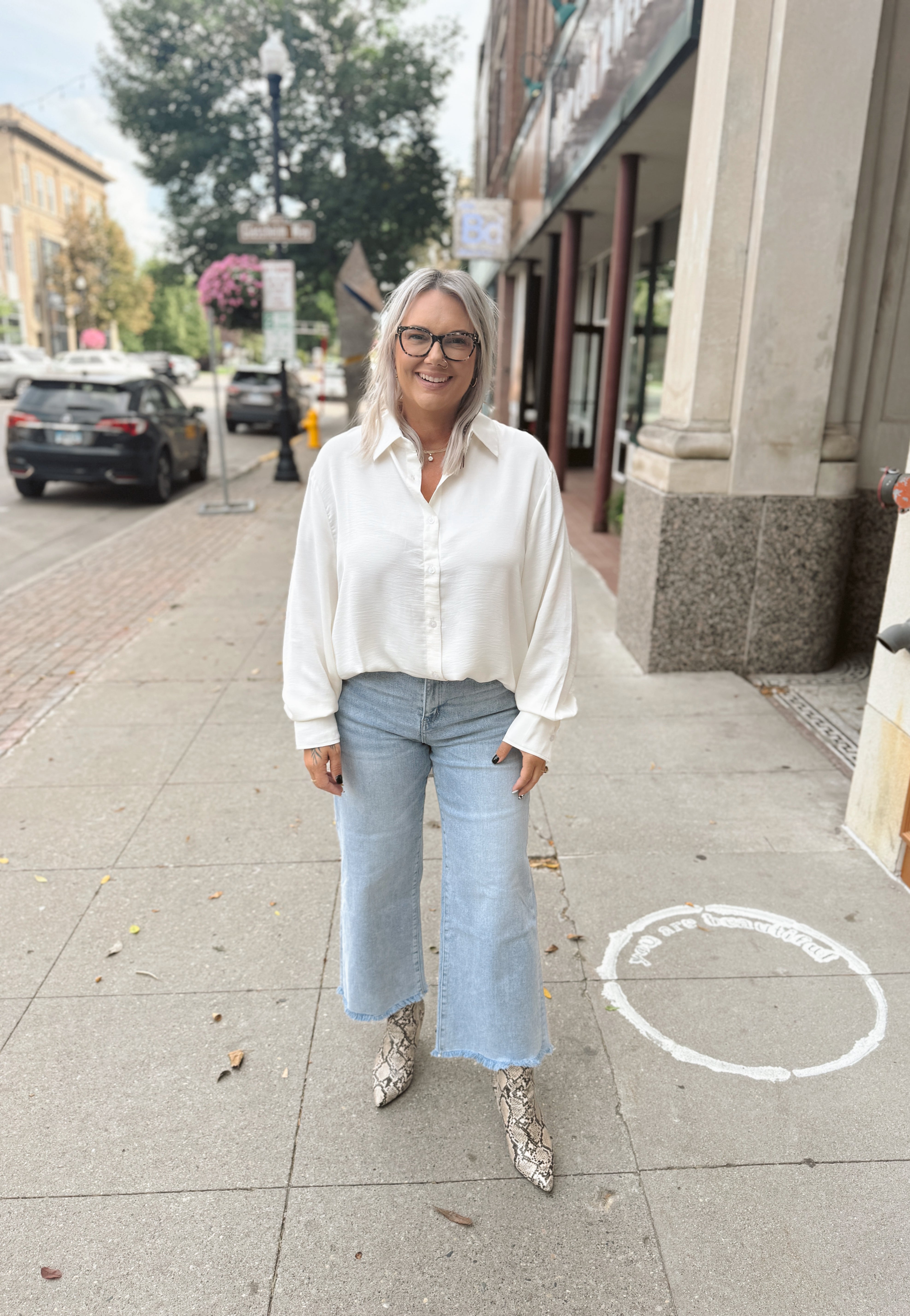 Classic Button Down Shirt-White-Long Sleeve Tops-hyfve-The Silo Boutique, Women's Fashion Boutique Located in Warren and Grand Forks North Dakota