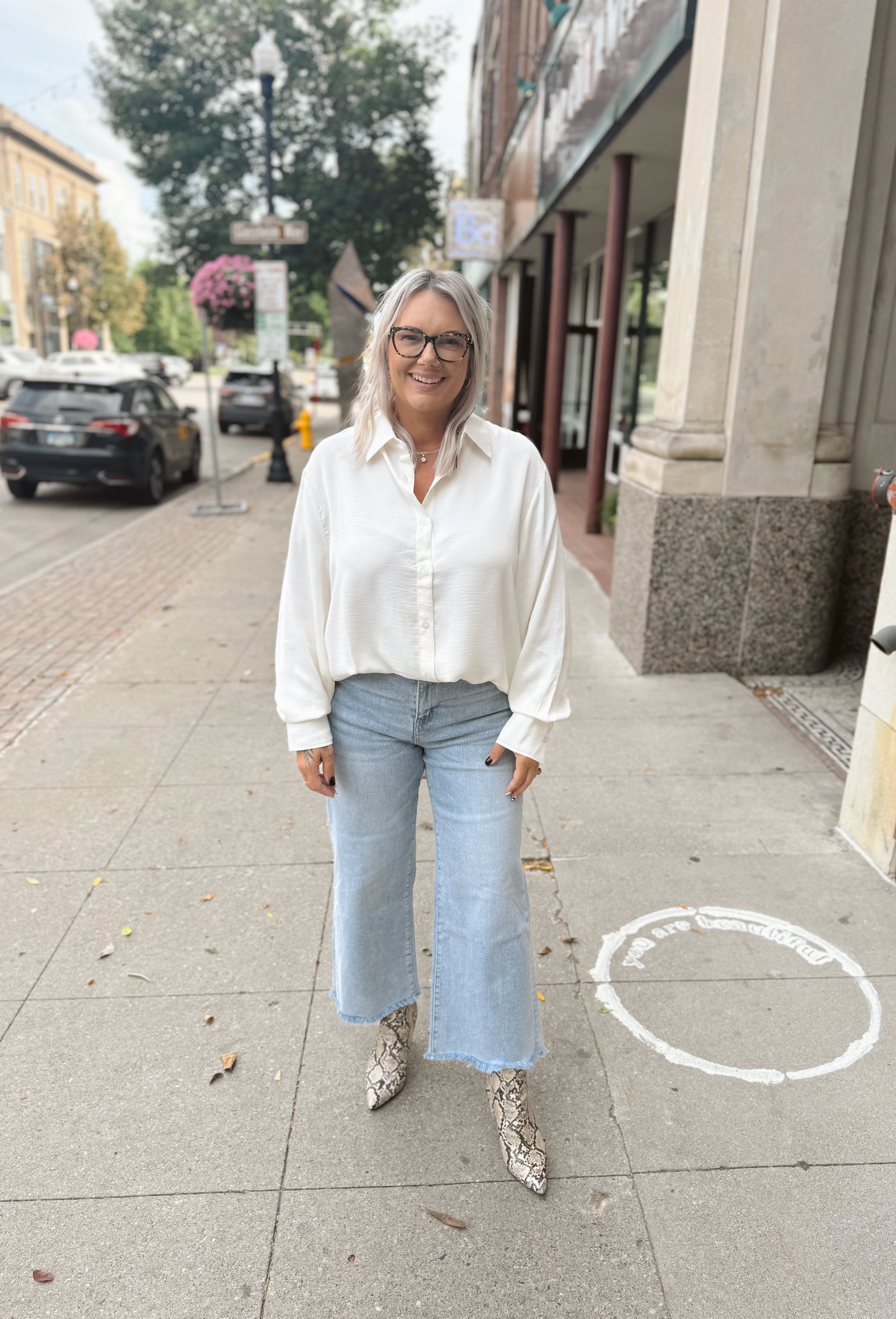 Classic Button Down Shirt-White-Long Sleeve Tops-hyfve-The Silo Boutique, Women's Fashion Boutique Located in Warren and Grand Forks North Dakota