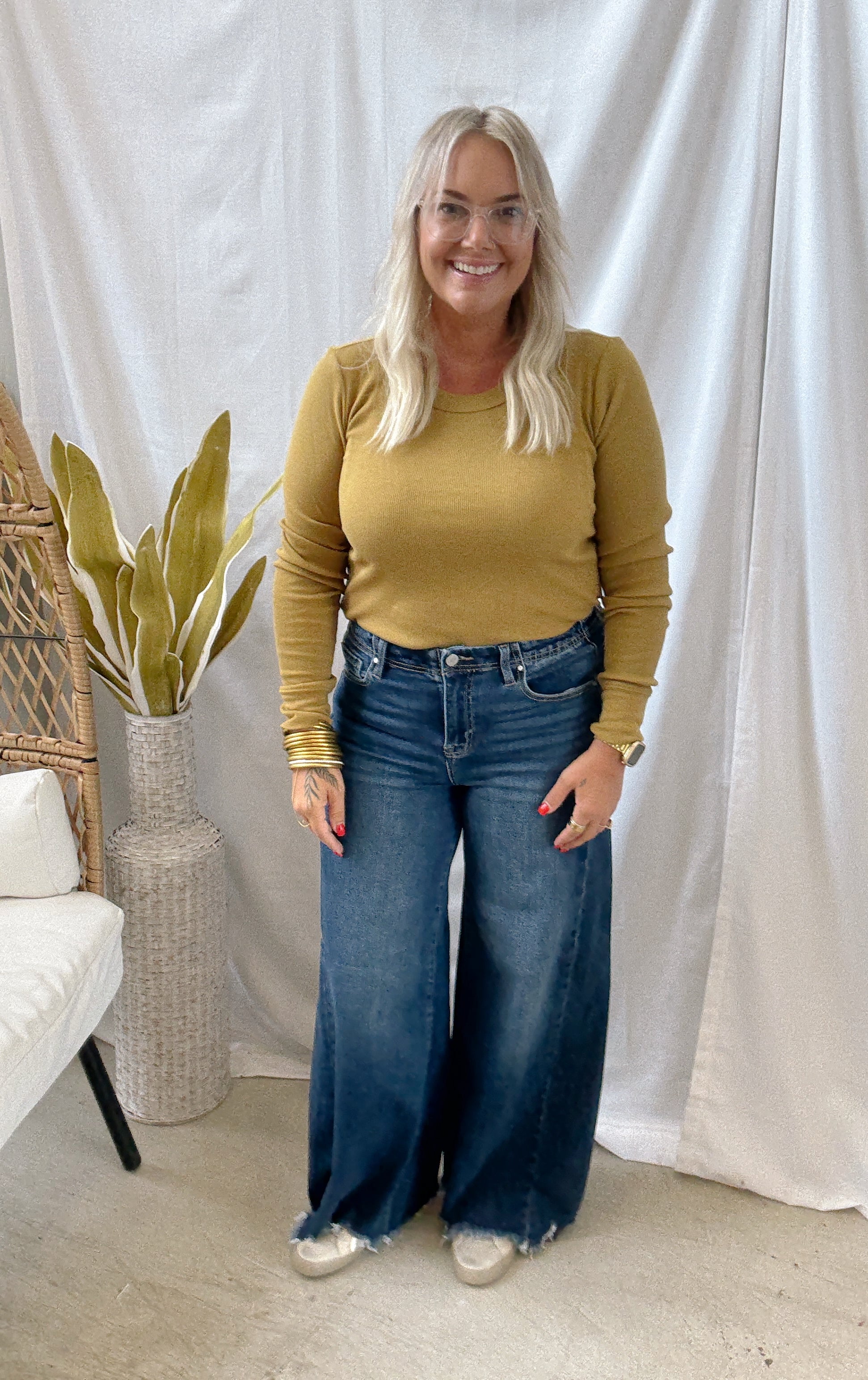 Risen Ankle Wide Leg Dark Jeans-Final Sale-Jeans-risen-The Silo Boutique, Women's Fashion Boutique Located in Warren and Grand Forks North Dakota