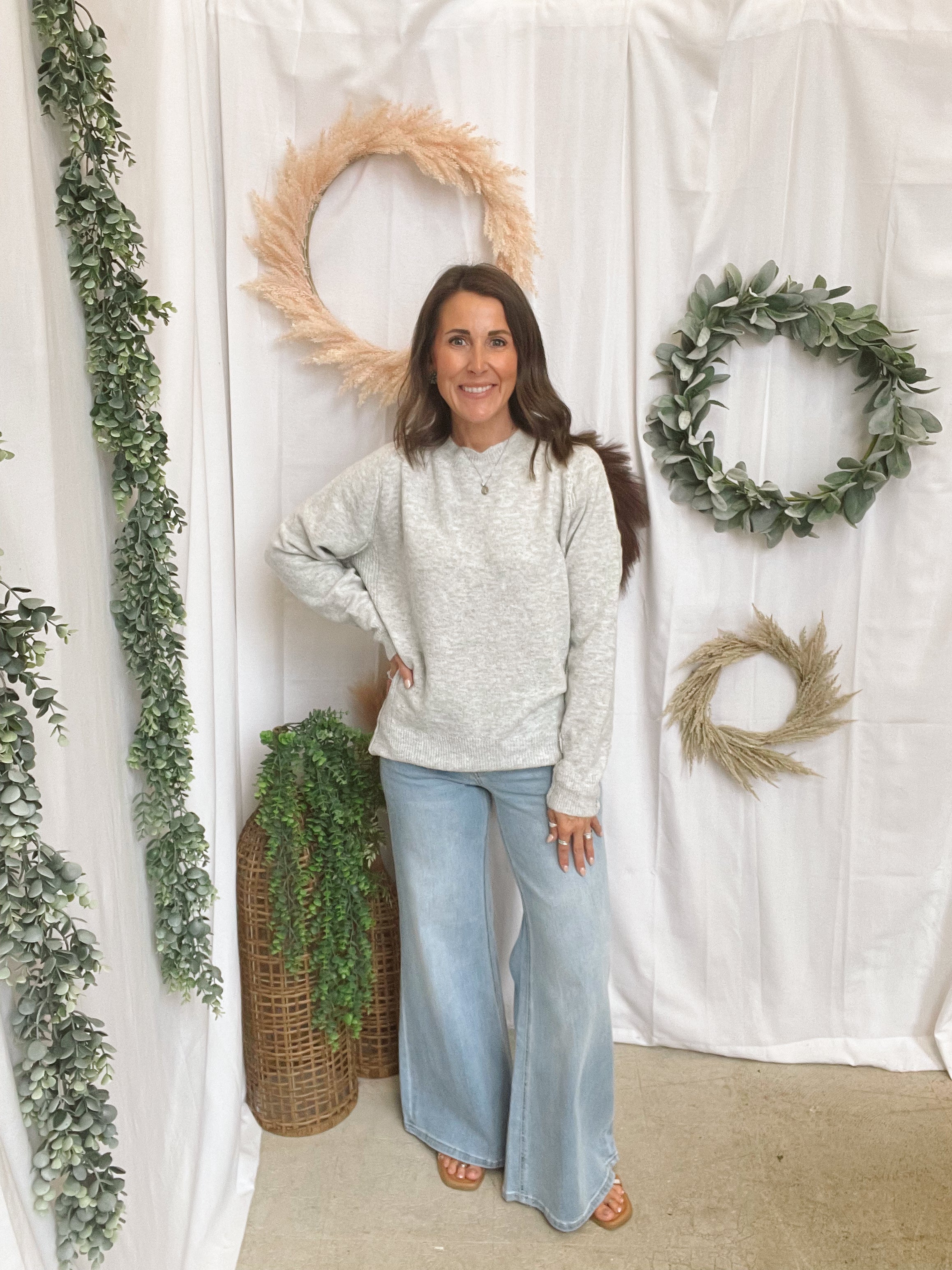 Morgan High Low Hem Sweater-Grey-Cardigans-staccato-The Silo Boutique, Women's Fashion Boutique Located in Warren and Grand Forks North Dakota