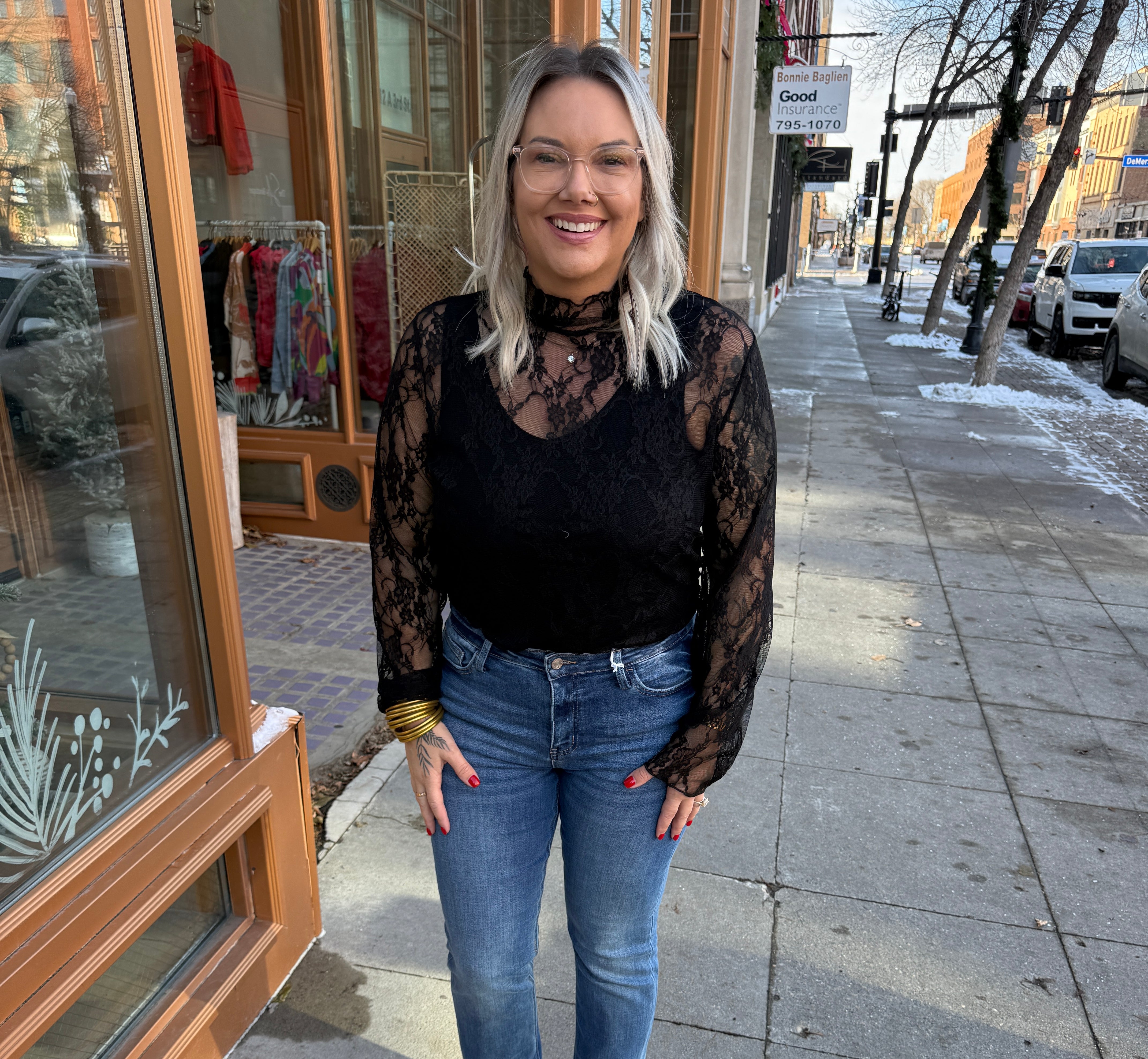 Jade Black Lace Top-Long Sleeve Tops-jade-The Silo Boutique, Women's Fashion Boutique Located in Warren and Grand Forks North Dakota