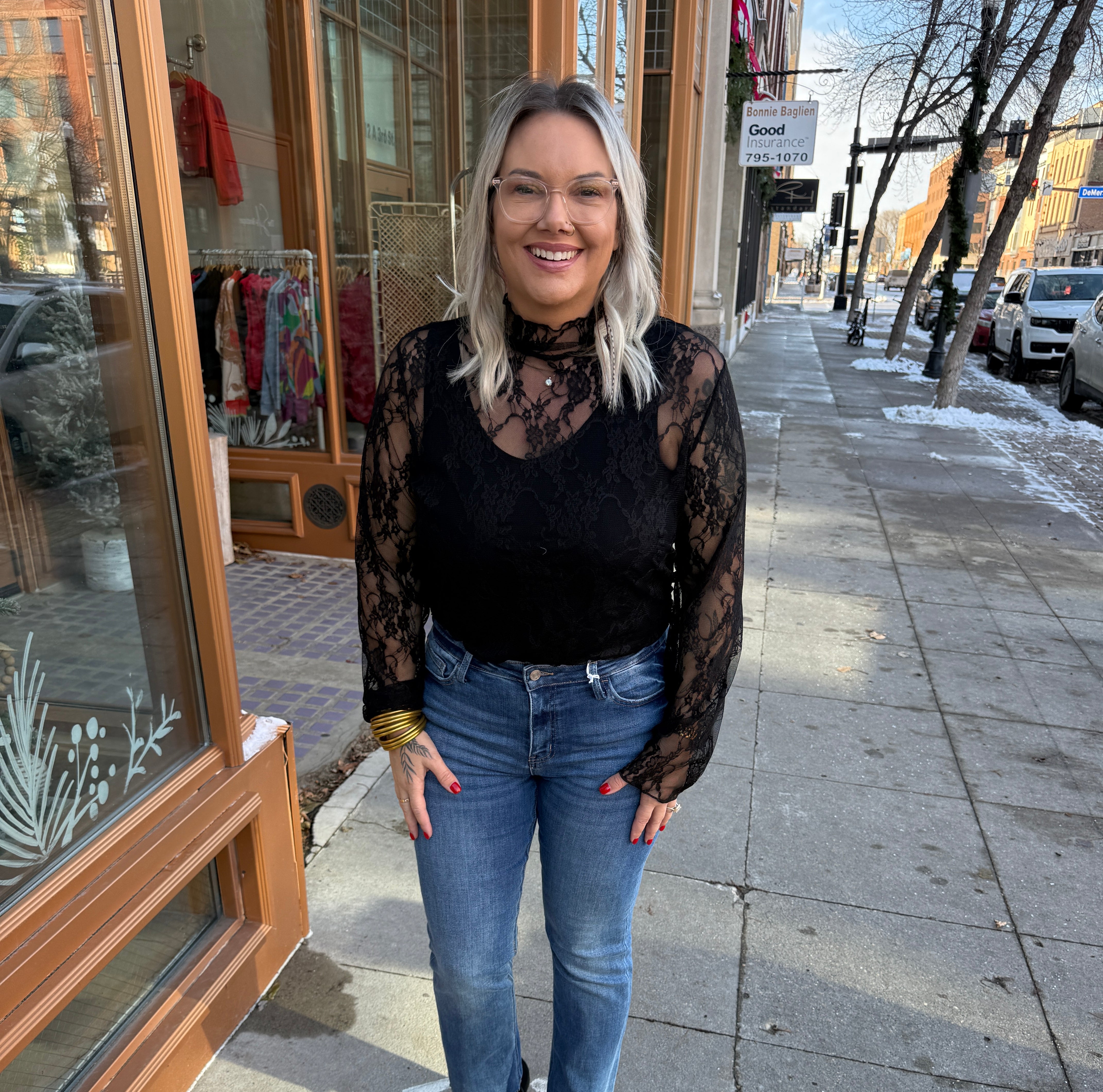Jade Black Lace Top-Long Sleeve Tops-jade-The Silo Boutique, Women's Fashion Boutique Located in Warren and Grand Forks North Dakota