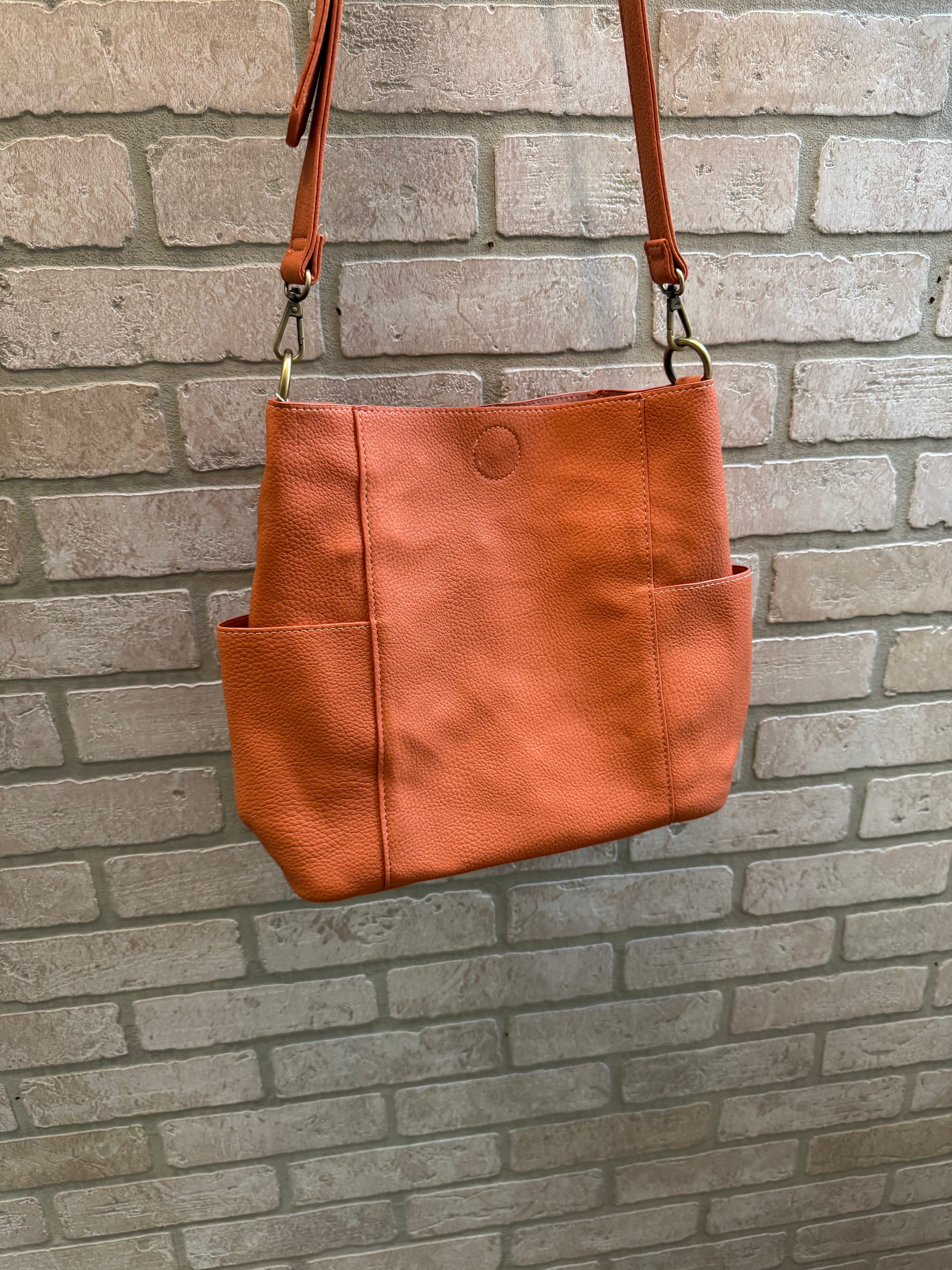 Joy Susan Kayleigh Bucket Bag-Coral-Purses-joy susan-The Silo Boutique, Women's Fashion Boutique Located in Warren and Grand Forks North Dakota
