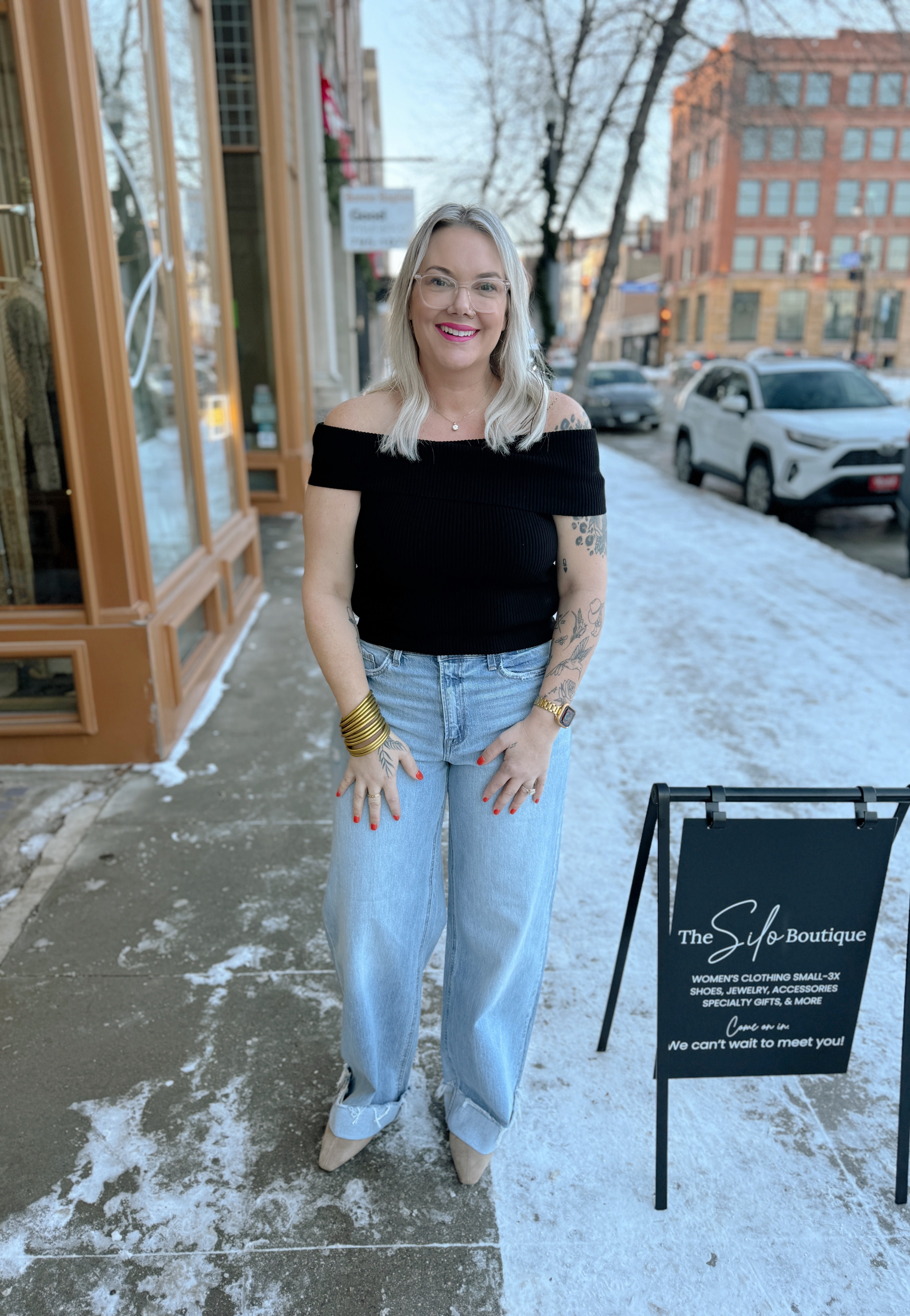 Off Shoulder Top-Black-Short Sleeve Tops-eesome-The Silo Boutique, Women's Fashion Boutique Located in Warren and Grand Forks North Dakota