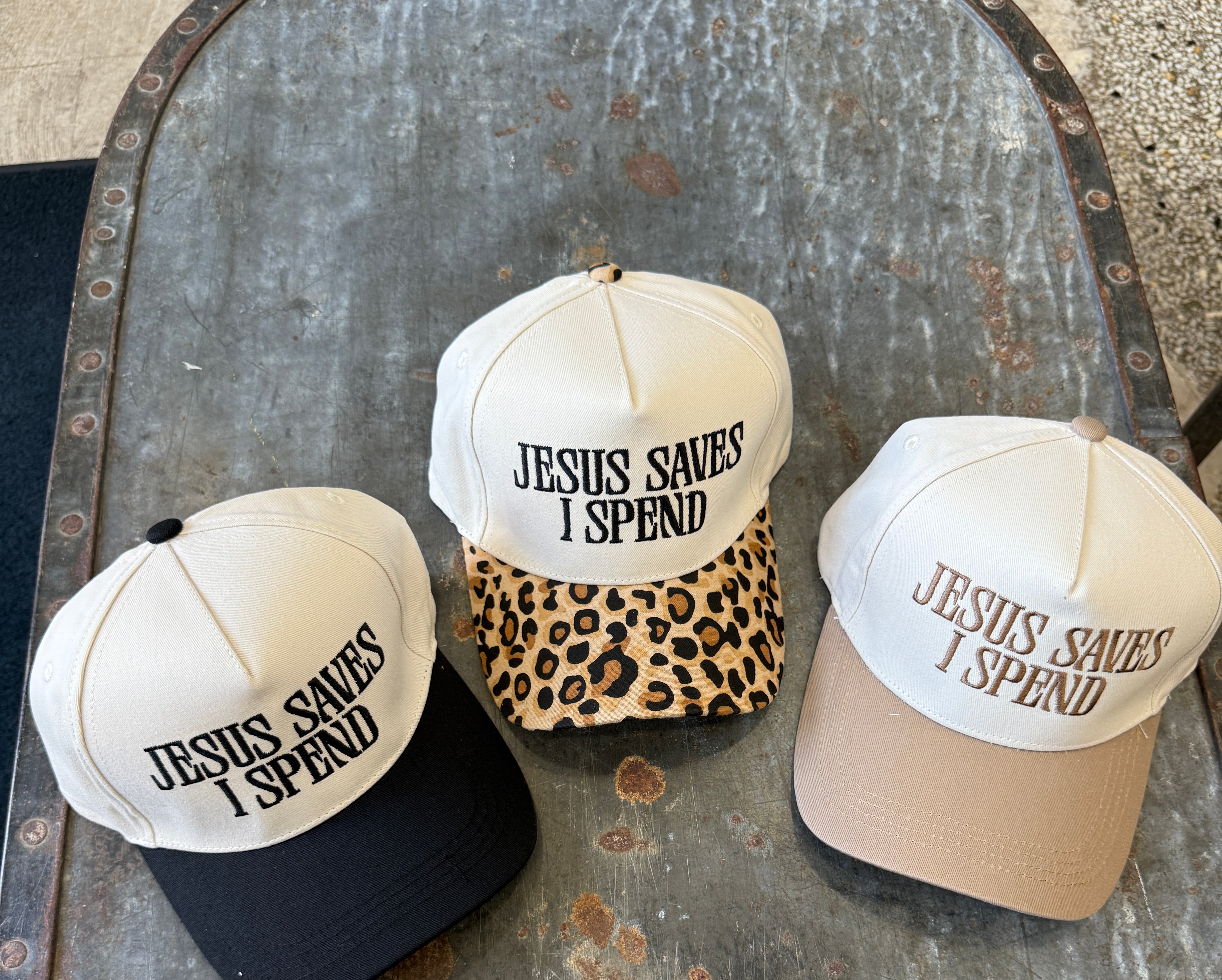 Jesus Saves I Spend Hat-Hats-Zenana-The Silo Boutique, Women's Fashion Boutique Located in Warren and Grand Forks North Dakota