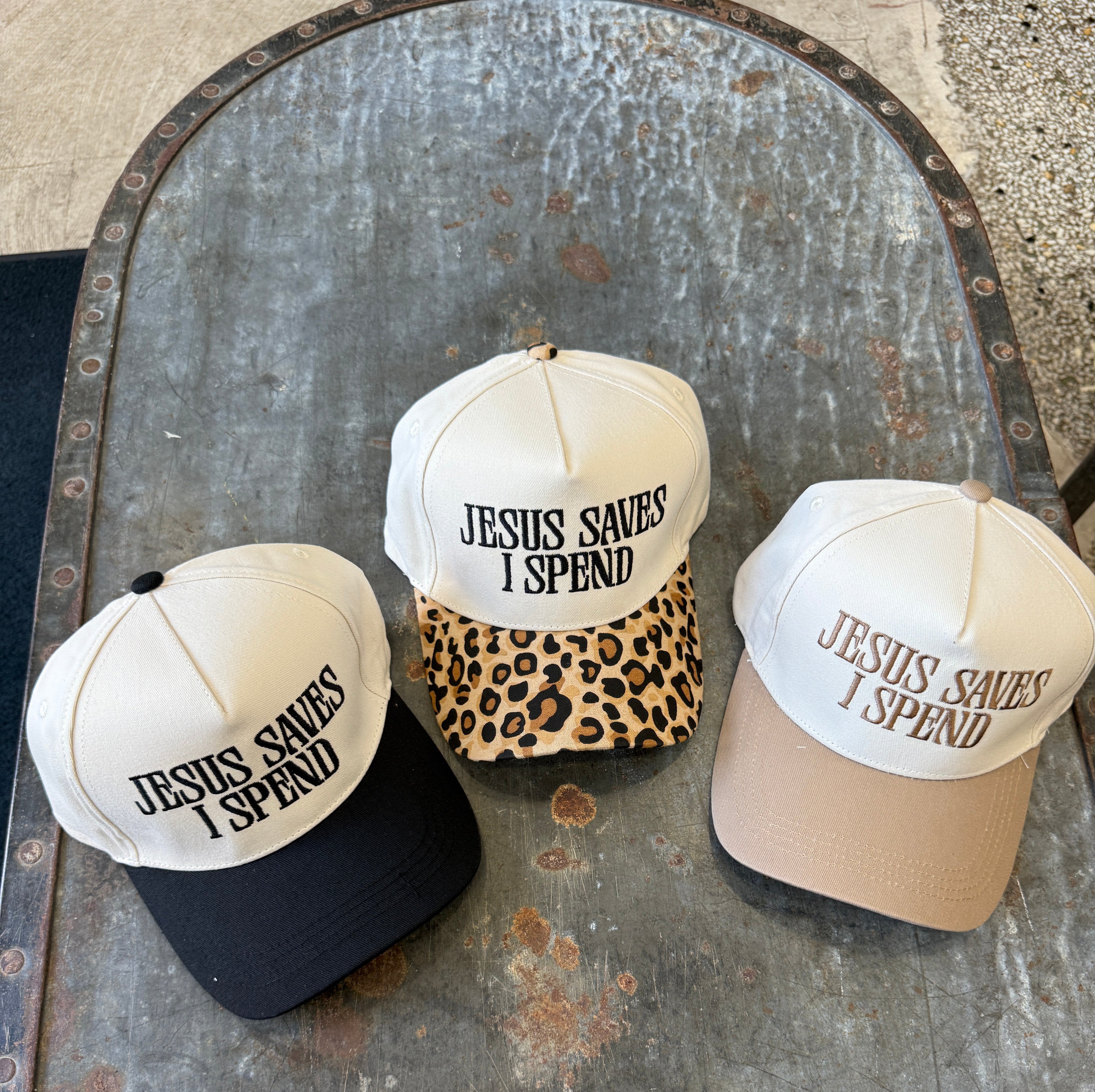 Jesus Saves I Spend Hat-Hats-Zenana-The Silo Boutique, Women's Fashion Boutique Located in Warren and Grand Forks North Dakota