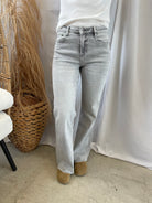 Mica Wide Leg Platinum Grey Jeans-Jeans-mica-The Silo Boutique, Women's Fashion Boutique Located in Warren and Grand Forks North Dakota