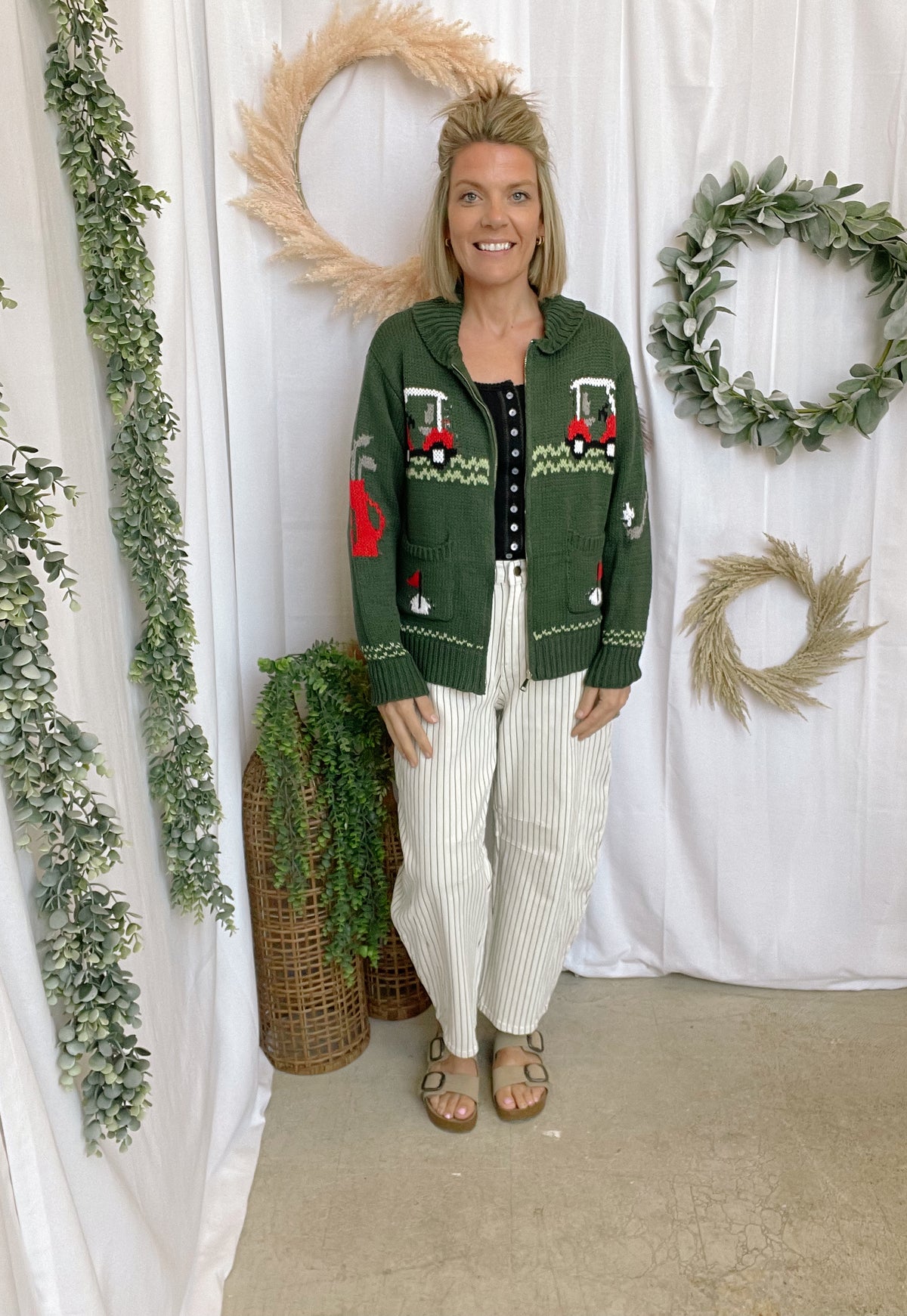 Bailey Rose Golfing Cardigan Sweater-Cardigans-bailey rose-The Silo Boutique, Women's Fashion Boutique Located in Warren and Grand Forks North Dakota