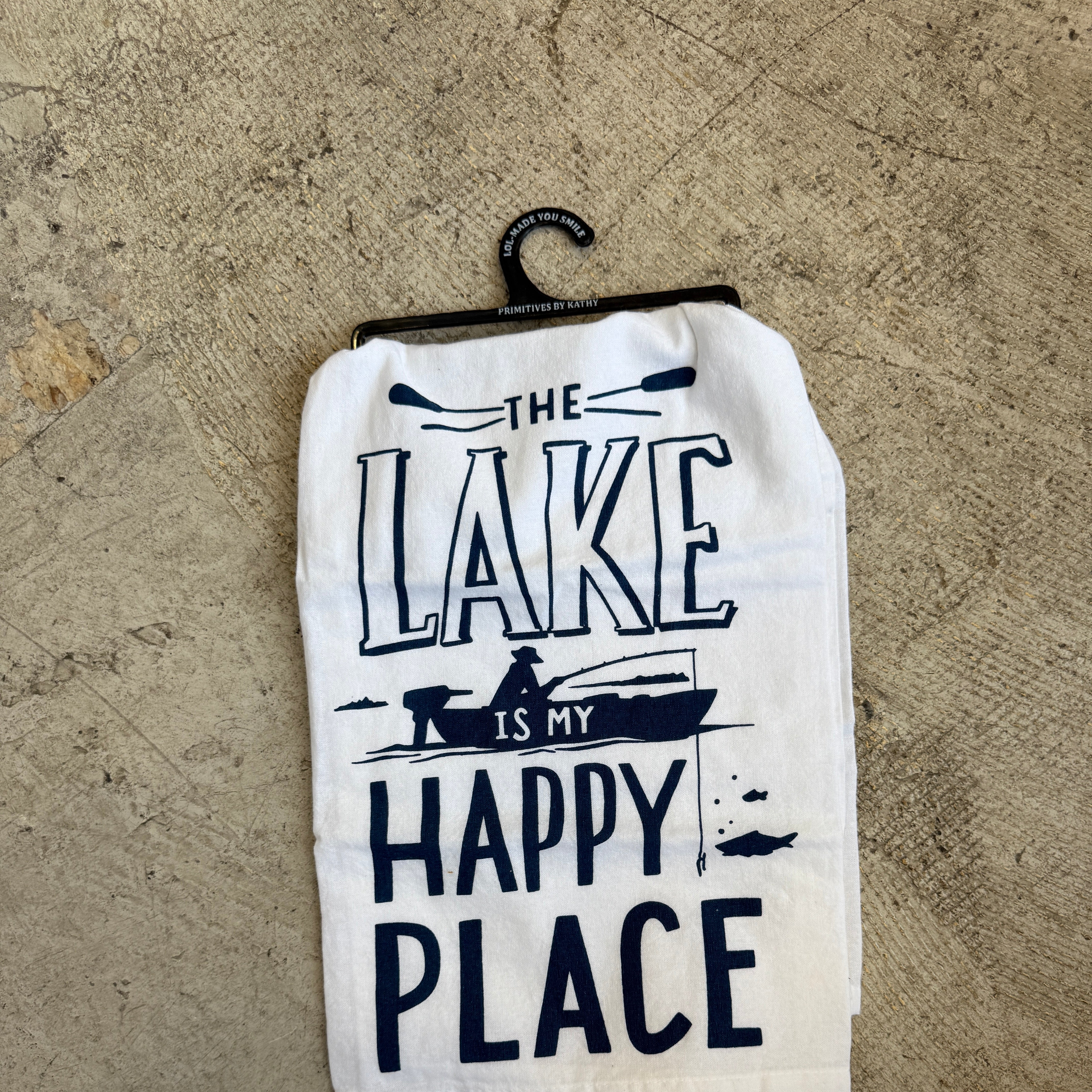 The Lake is My Happy Place Tea Towel-Tea Towels-primitives-The Silo Boutique, Women's Fashion Boutique Located in Warren and Grand Forks North Dakota