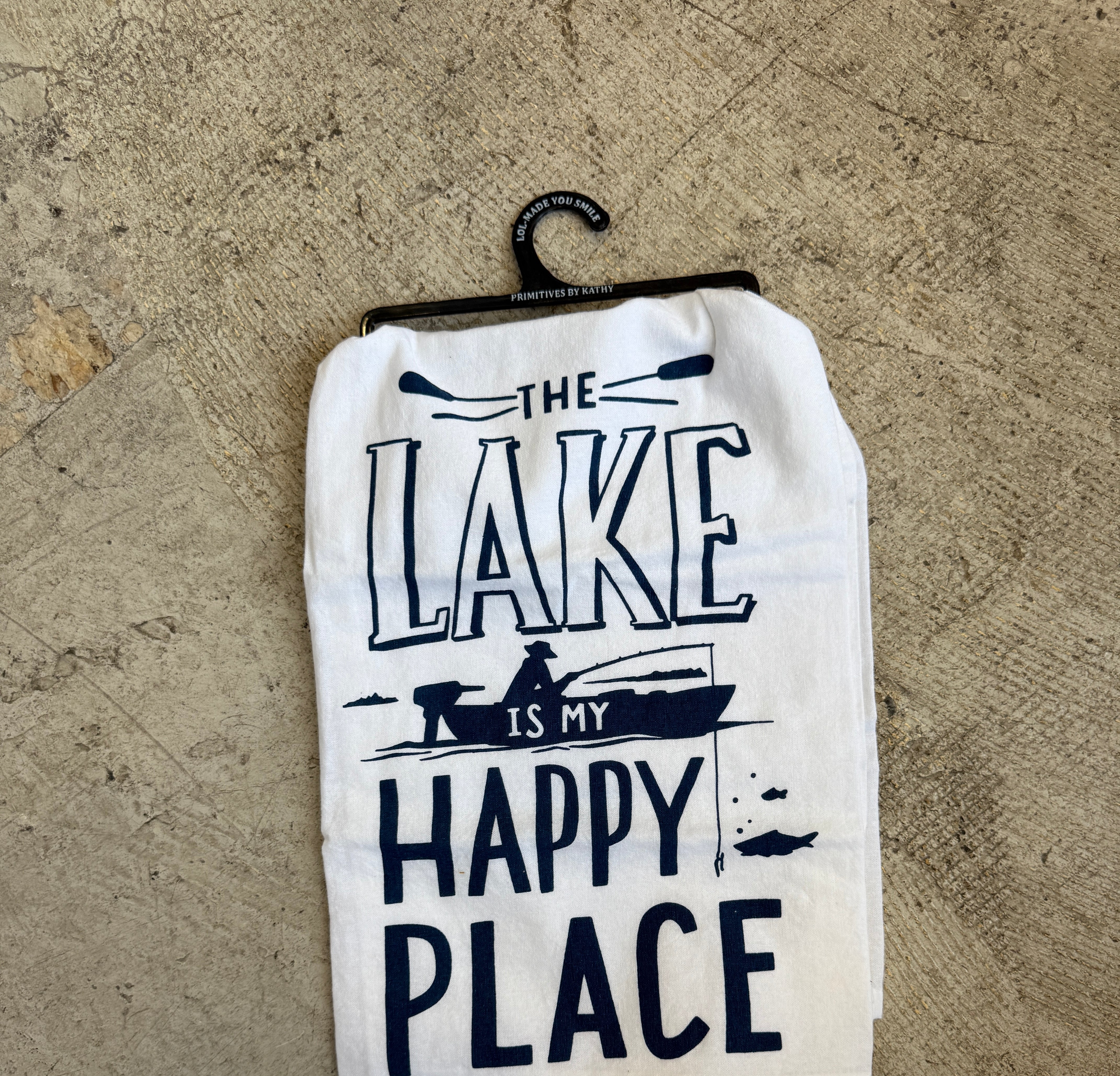 The Lake is My Happy Place Tea Towel-Tea Towels-primitives-The Silo Boutique, Women's Fashion Boutique Located in Warren and Grand Forks North Dakota