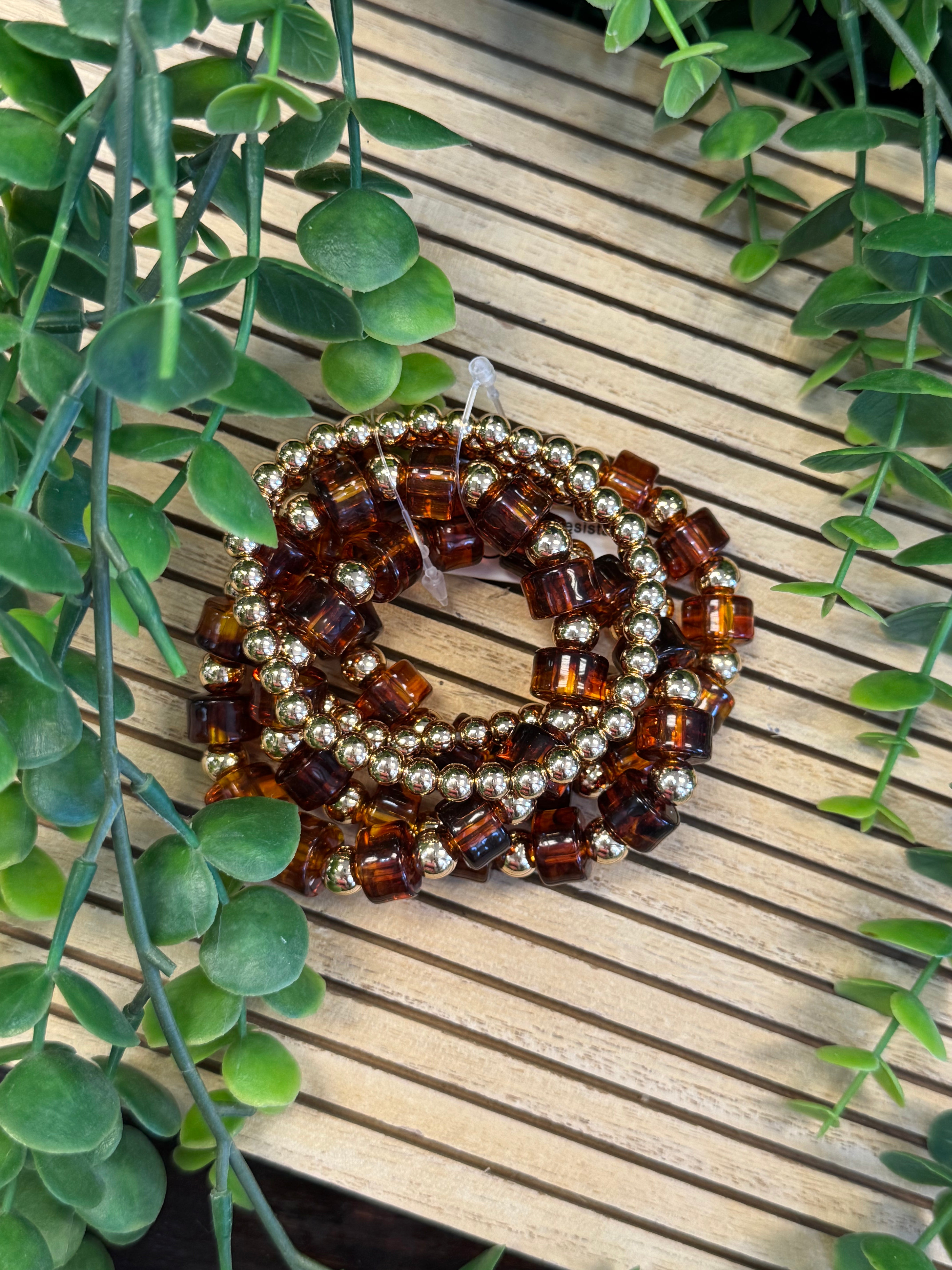 Gold and Brown Resin Bracelets Set-Bracelets-Dallas Market-The Silo Boutique, Women's Fashion Boutique Located in Warren and Grand Forks North Dakota