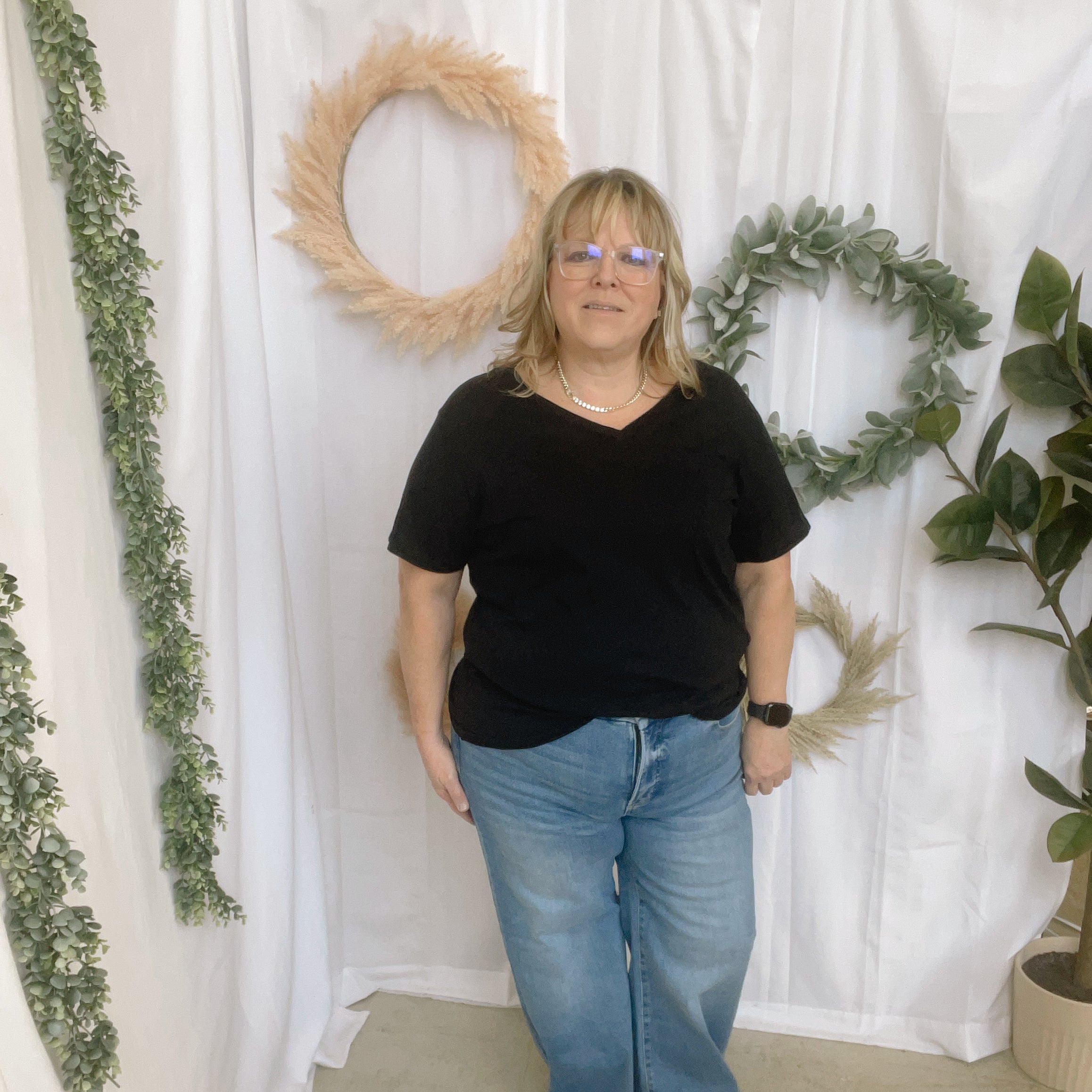 Bobbi V Neck Tee-Black-Short Sleeve Tops-Zenana-The Silo Boutique, Women's Fashion Boutique Located in Warren and Grand Forks North Dakota