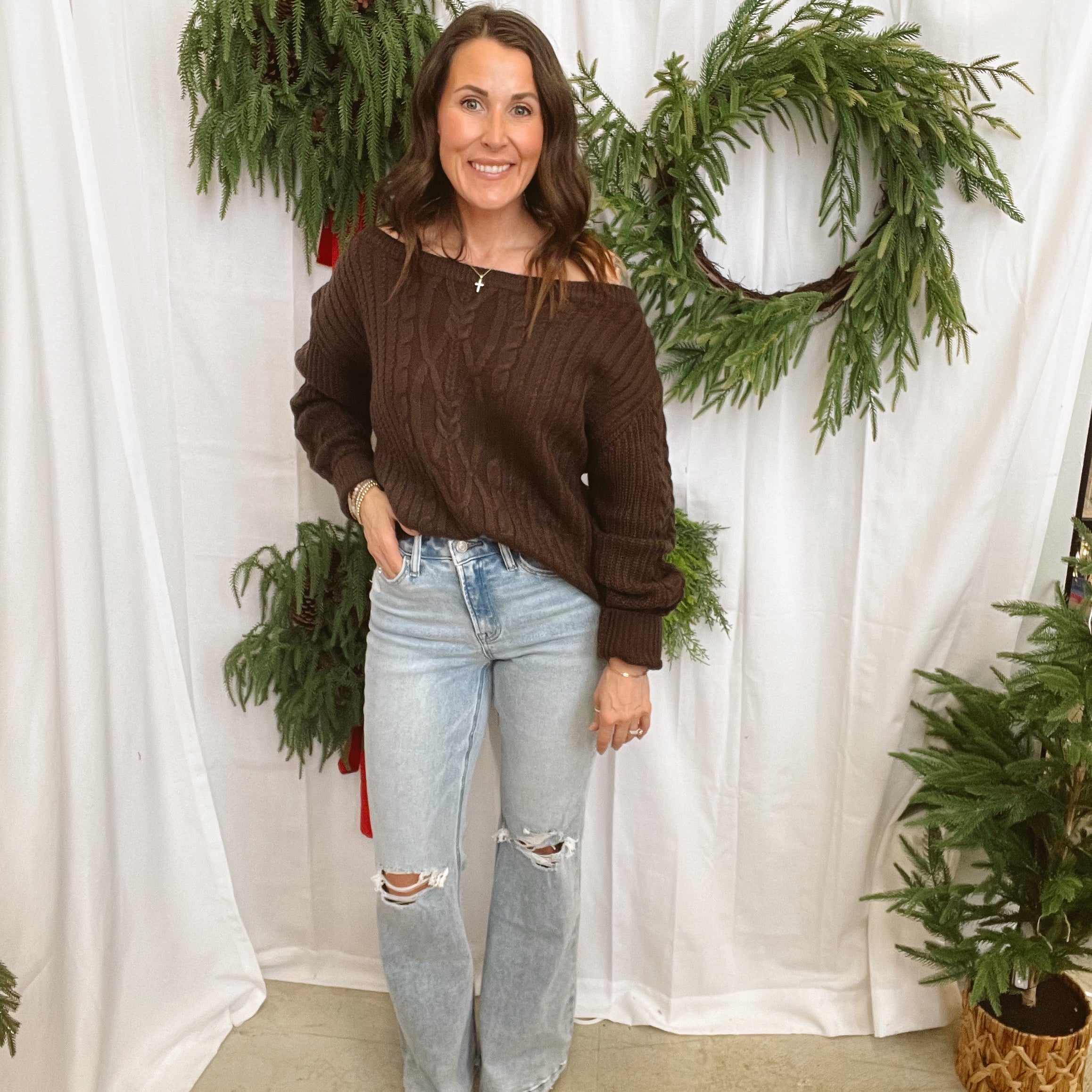 Isara Off the Shoulder Sweater-Sweaters-tictoc-The Silo Boutique, Women's Fashion Boutique Located in Warren and Grand Forks North Dakota