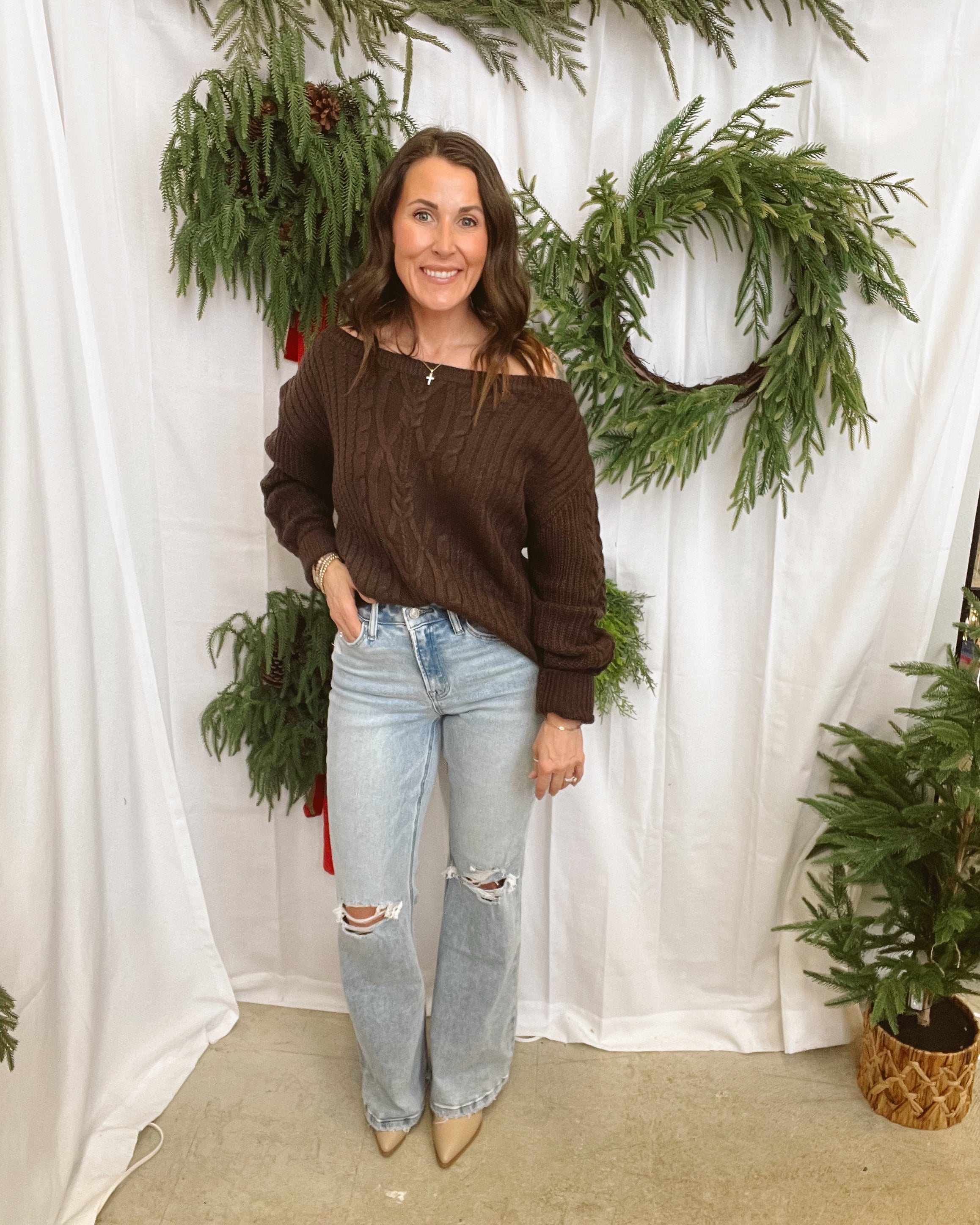 Isara Off the Shoulder Sweater-Sweaters-tictoc-The Silo Boutique, Women's Fashion Boutique Located in Warren and Grand Forks North Dakota