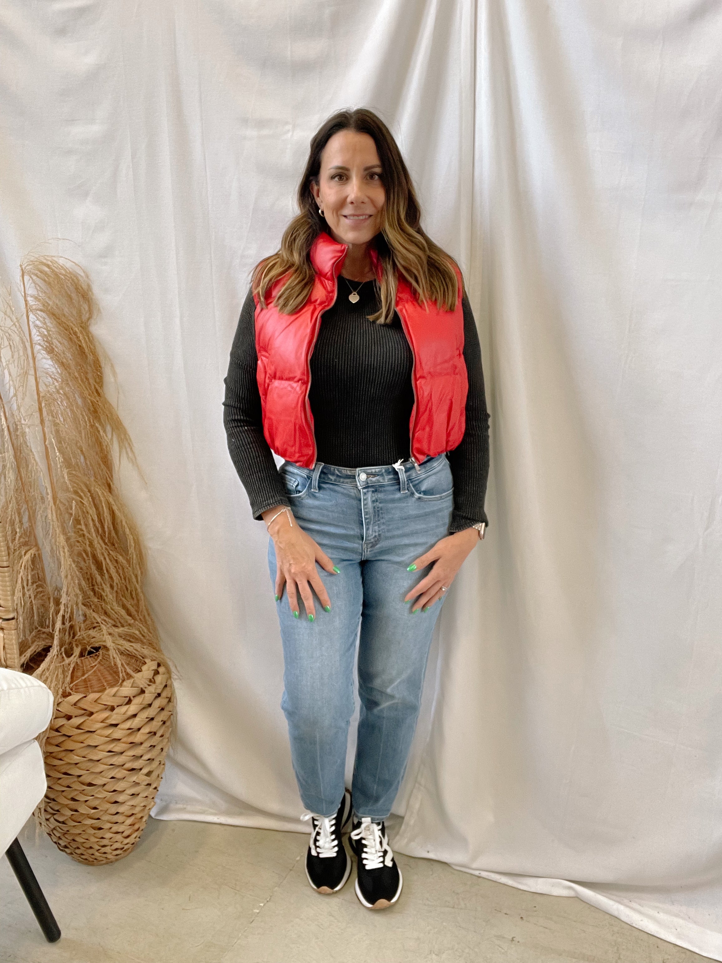 Red Cropped Vests-Vests-hyfve-The Silo Boutique, Women's Fashion Boutique Located in Warren and Grand Forks North Dakota