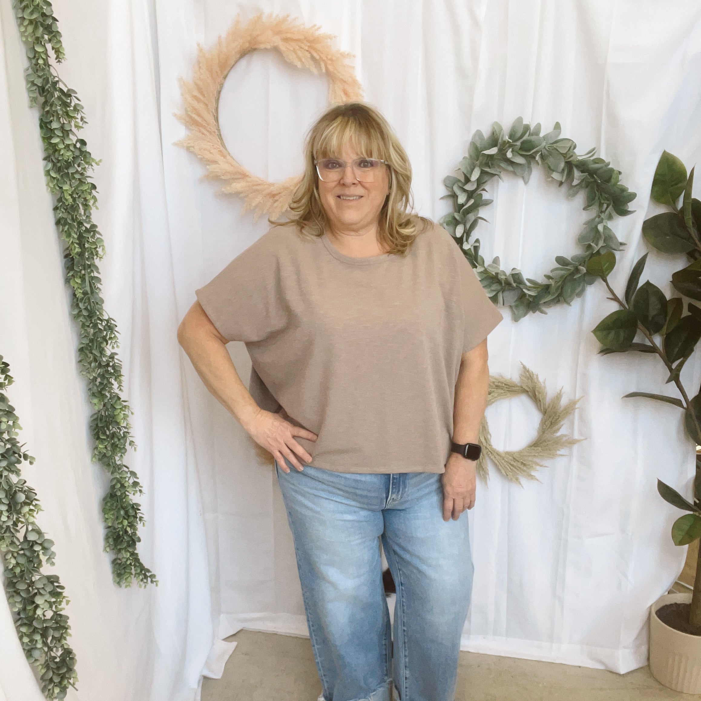 Julie Slub Oversized Tee-Short Sleeve Tops-Zenana-The Silo Boutique, Women's Fashion Boutique Located in Warren and Grand Forks North Dakota