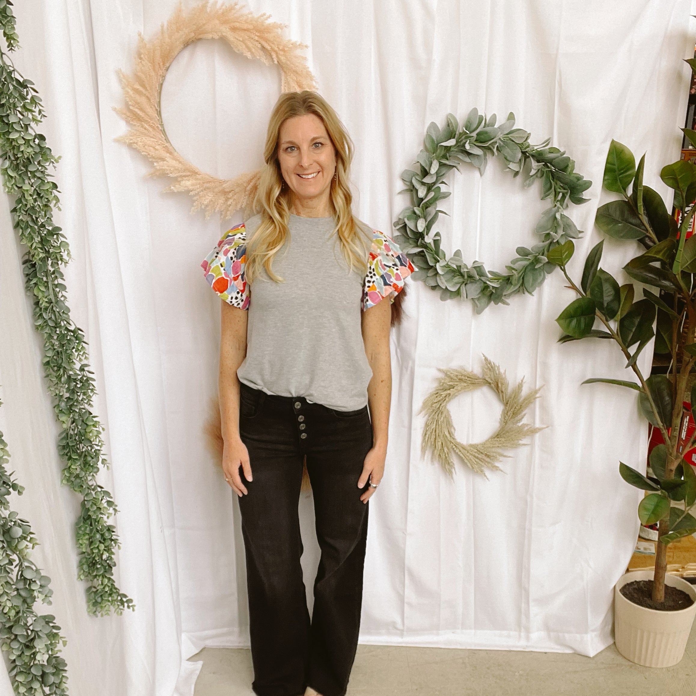 Bayeas Black Wide Leg Frayed Hem Jeans-Jeans-bayeas-The Silo Boutique, Women's Fashion Boutique Located in Warren and Grand Forks North Dakota
