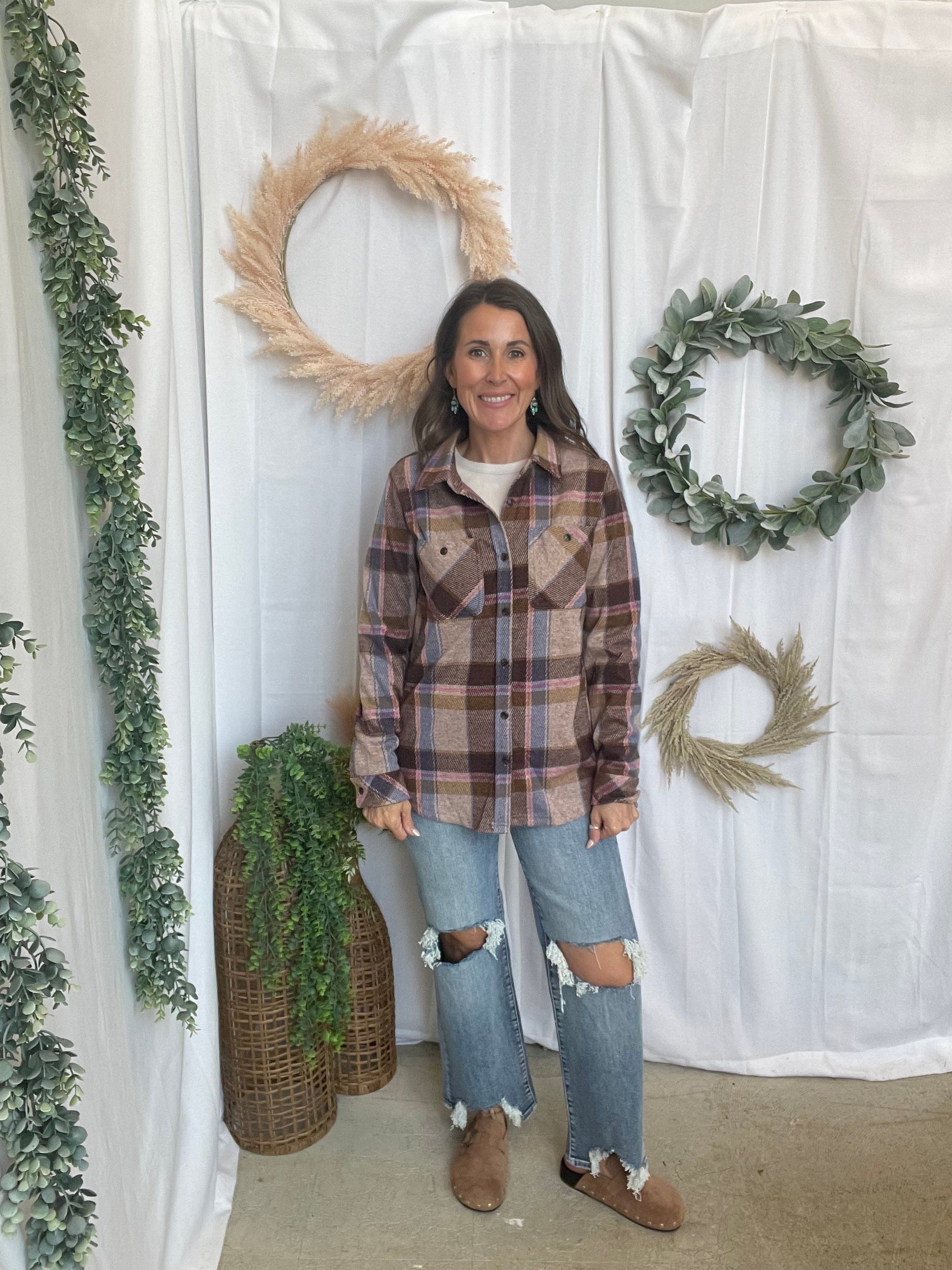 Lucy Plaid Flannel-Multi Color-Long Sleeve Tops-panache-The Silo Boutique, Women's Fashion Boutique Located in Warren and Grand Forks North Dakota