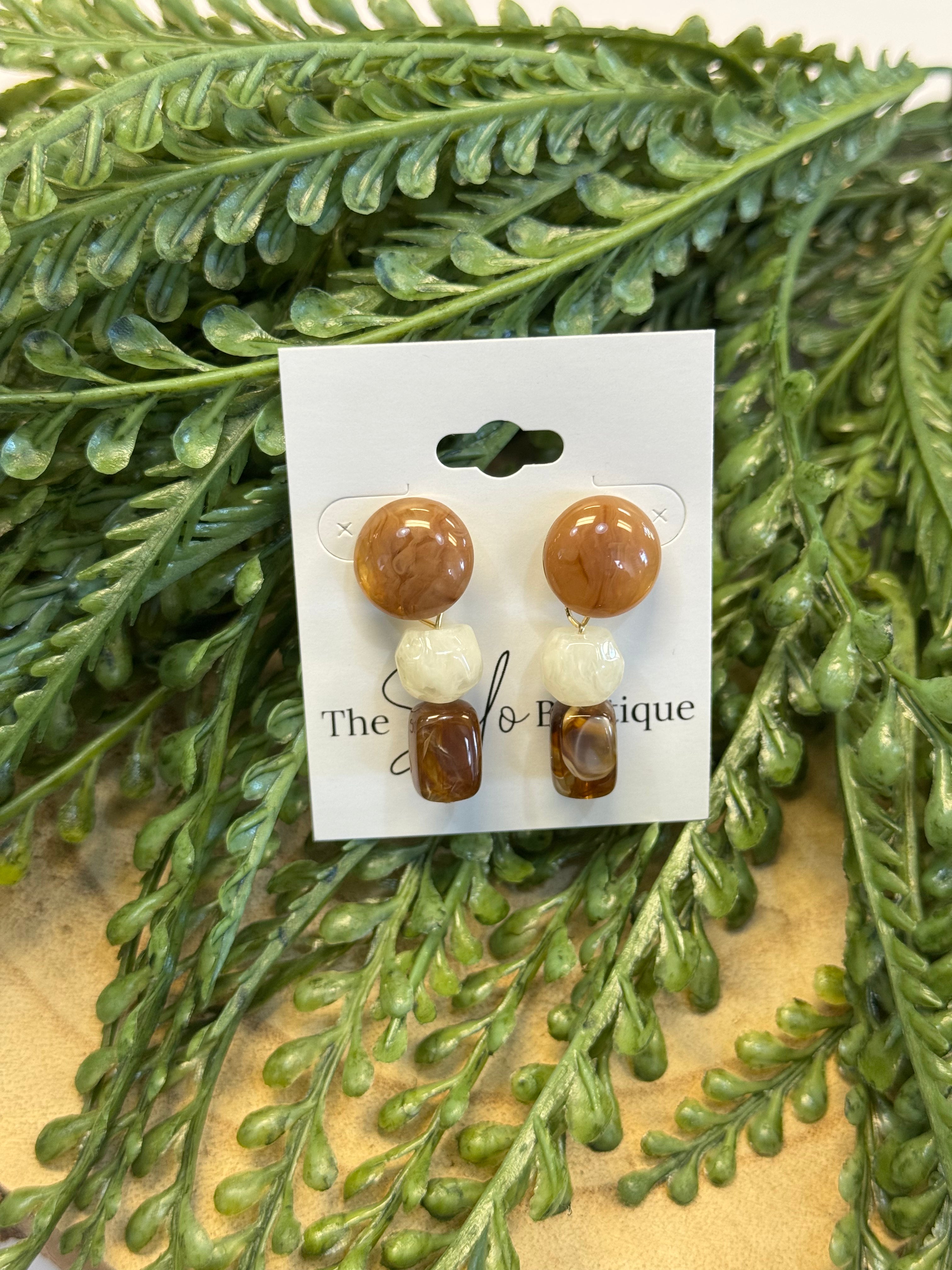 Brown Acrylic Drop Earrings-Earrings-fame-The Silo Boutique, Women's Fashion Boutique Located in Warren and Grand Forks North Dakota